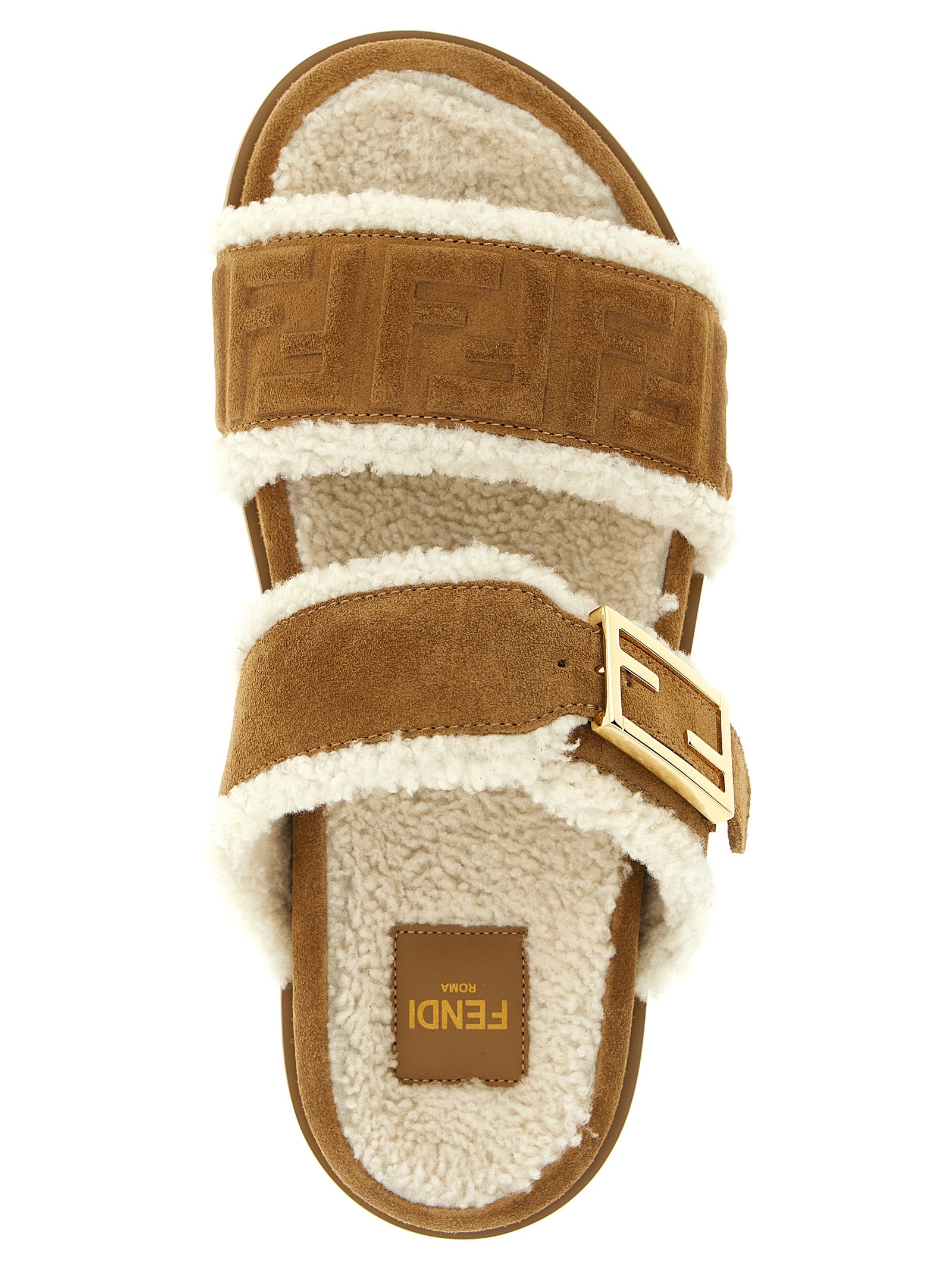 Fendi Beige Kalbsleder-Slipper