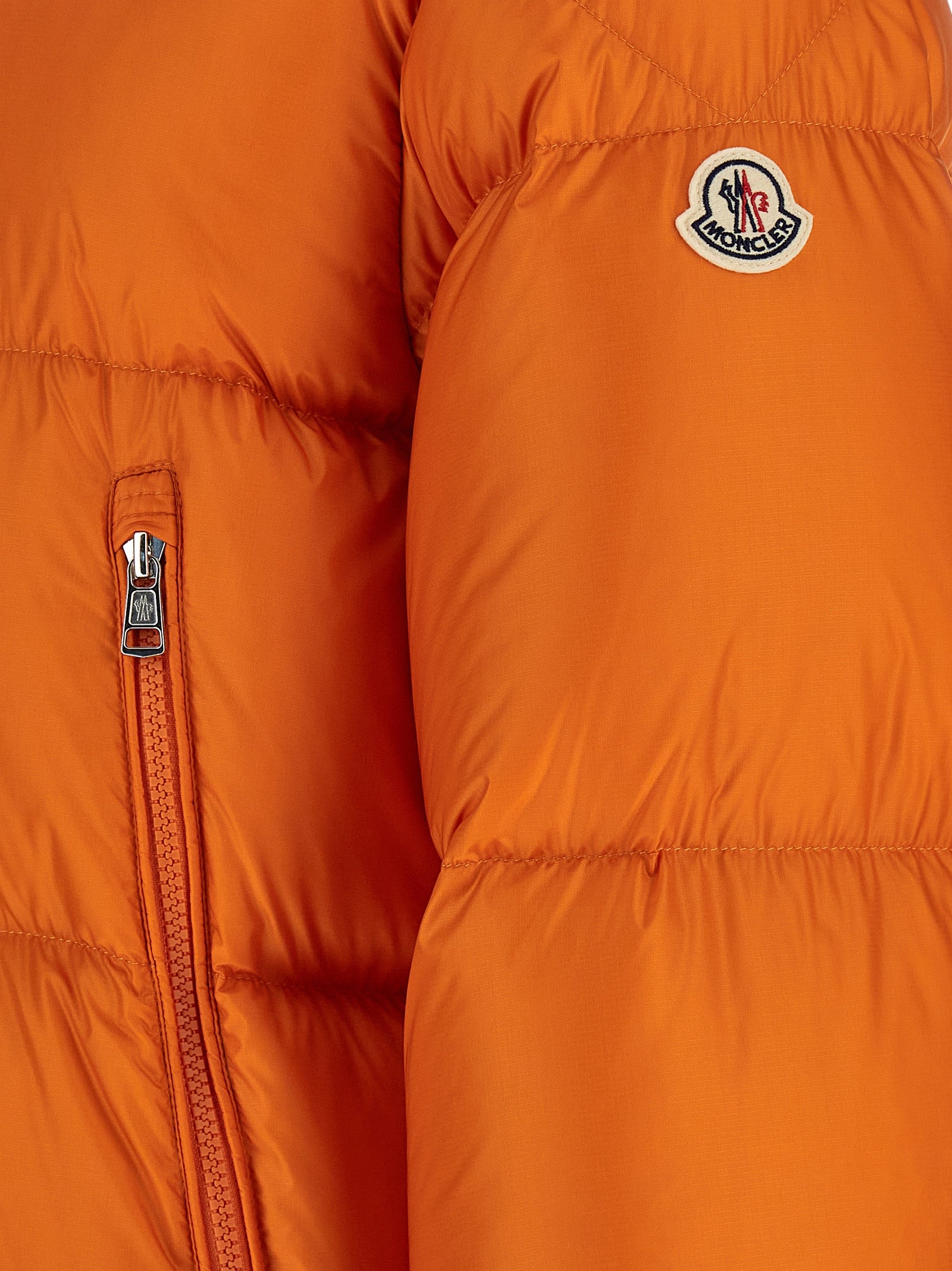 Moncler Orange Polyamid Jacke Lang