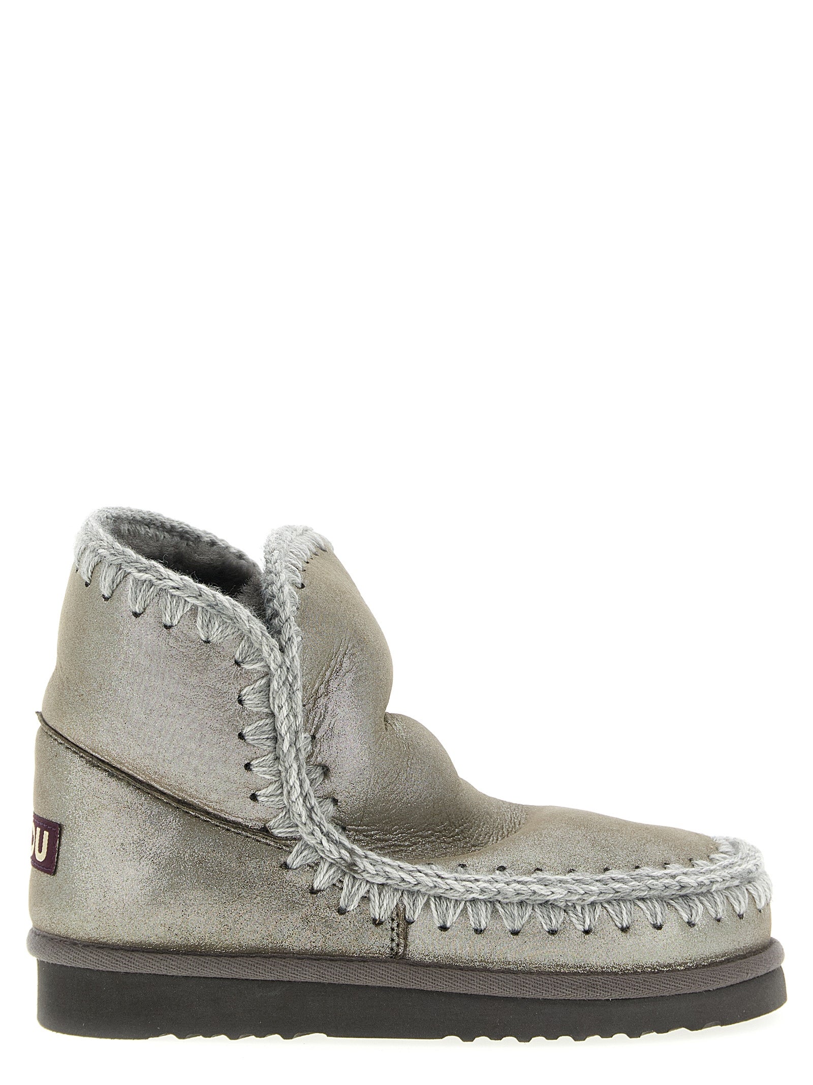 Mou Ankle Boots aus silbernem Lammleder