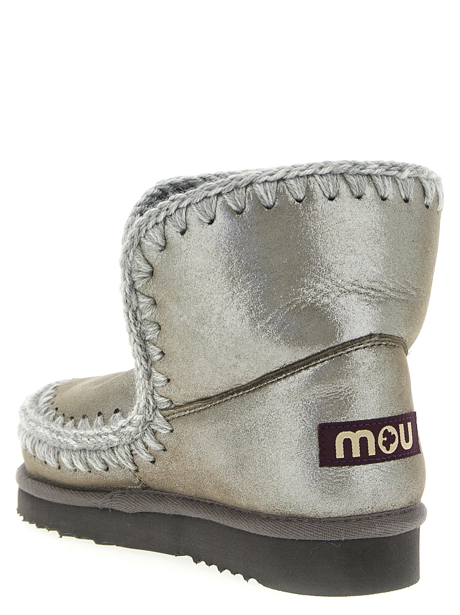 Mou Ankle Boots aus silbernem Lammleder