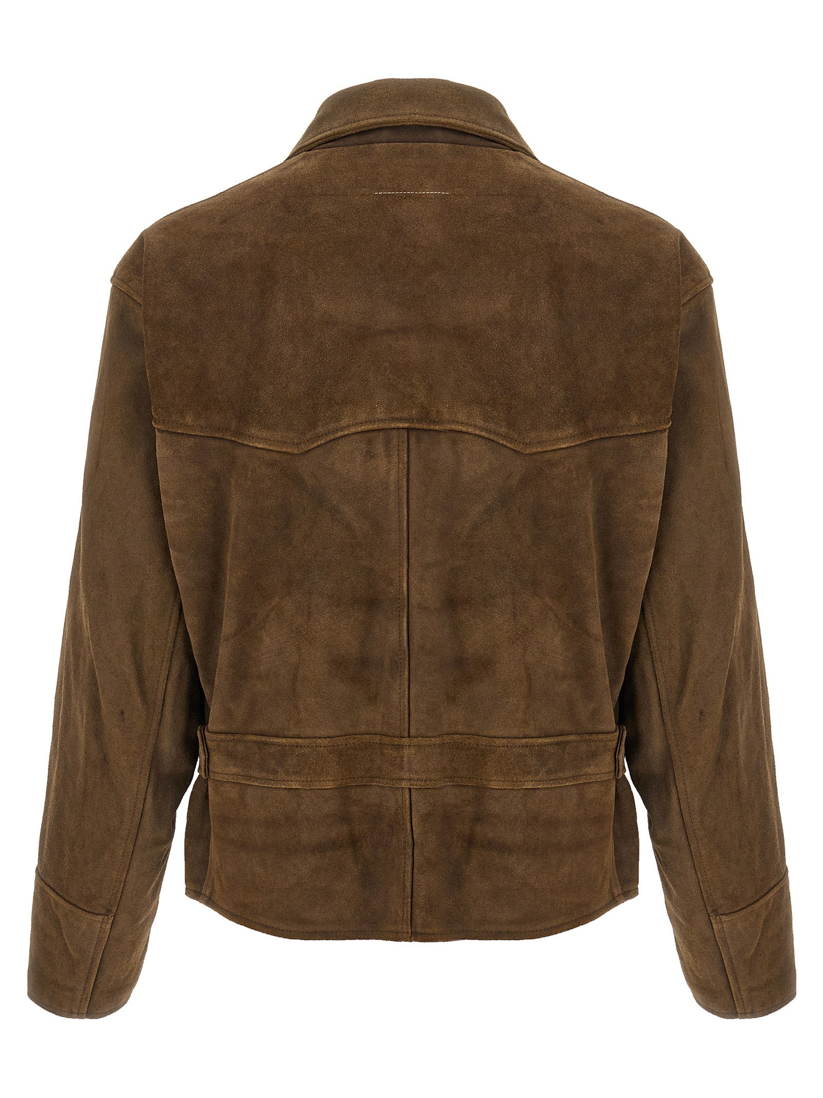MM6 Maison Margiela Braune Kalbslederjacke