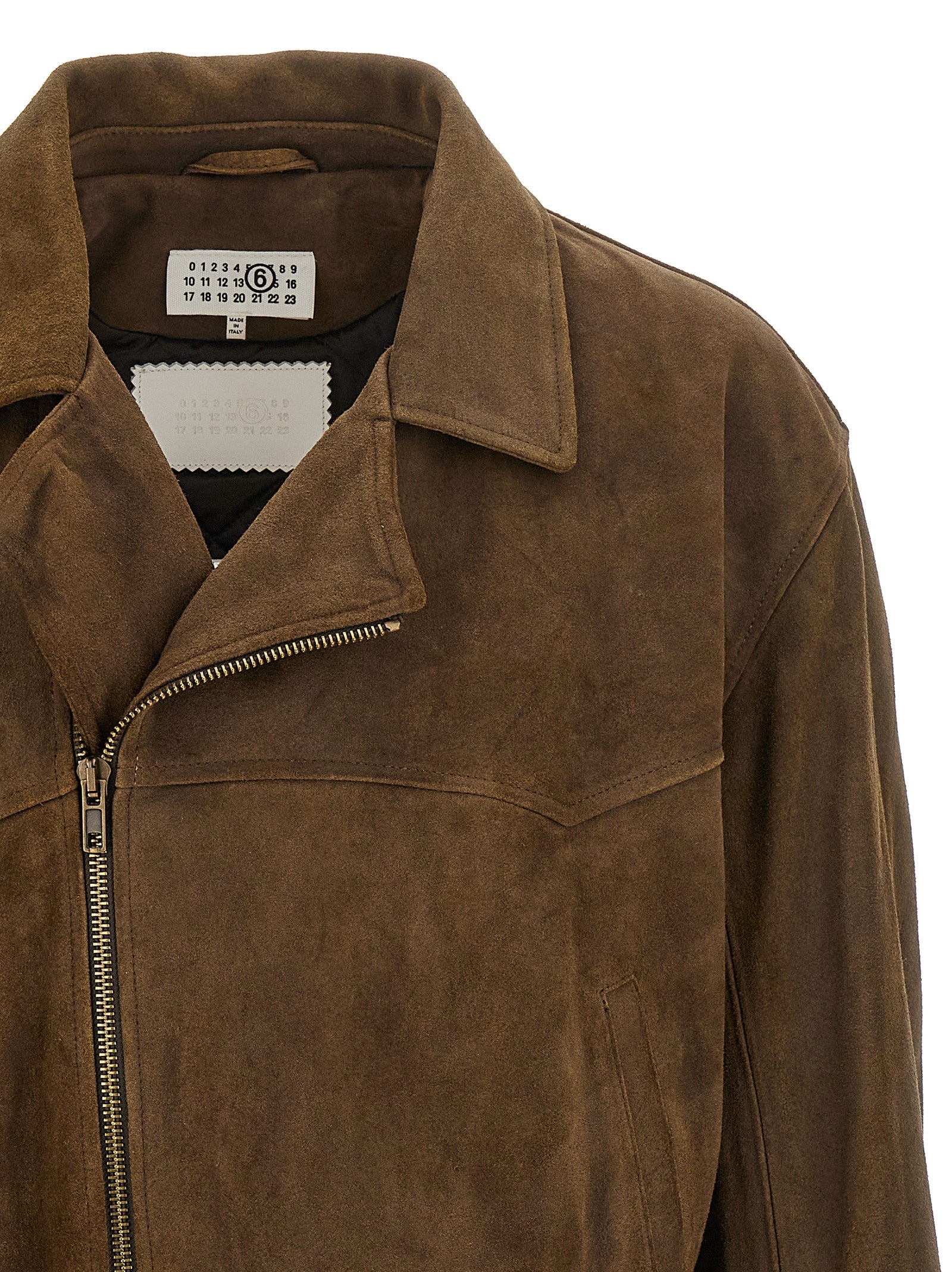 MM6 Maison Margiela Braune Kalbslederjacke
