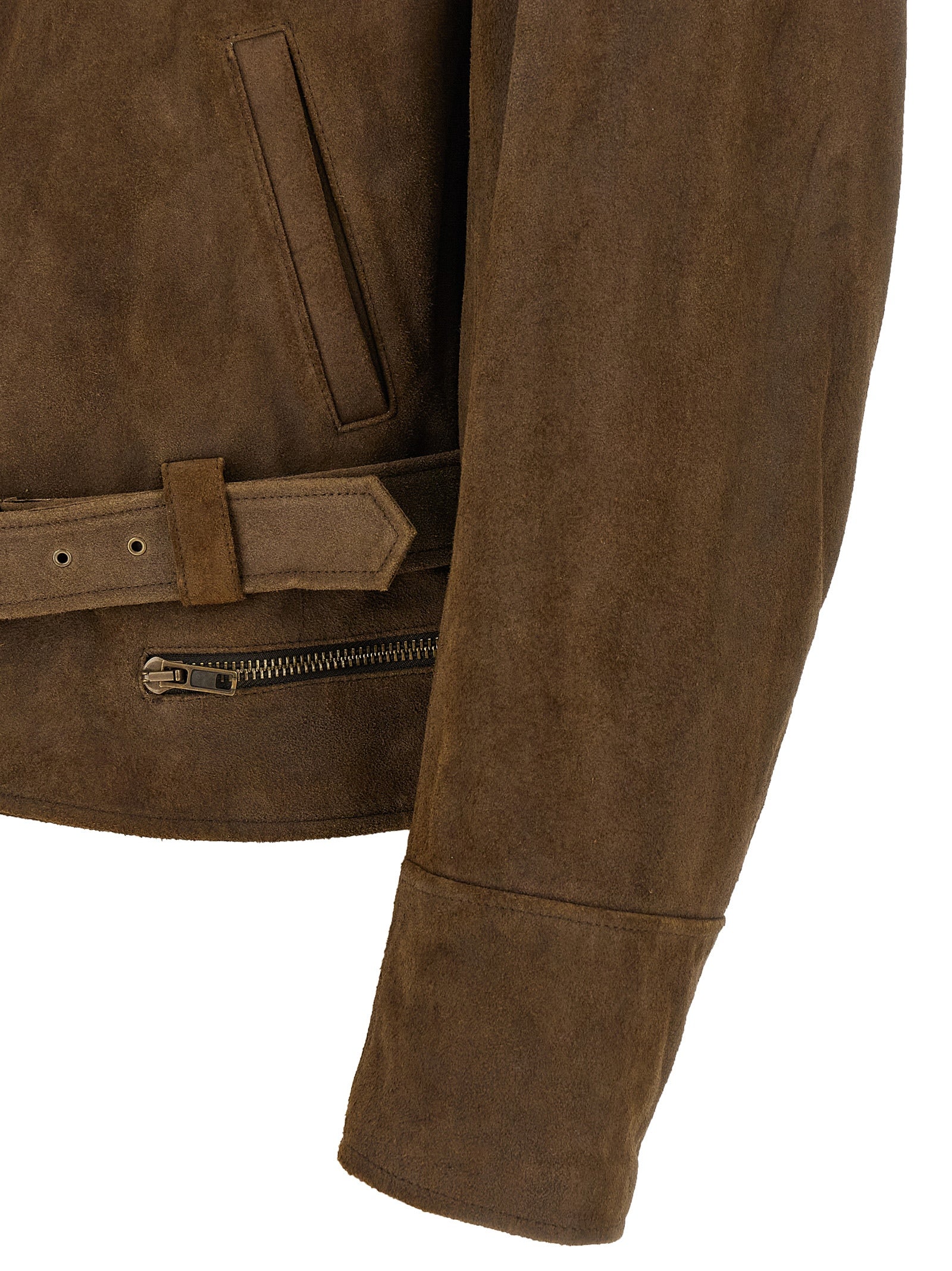 MM6 Maison Margiela Braune Kalbslederjacke