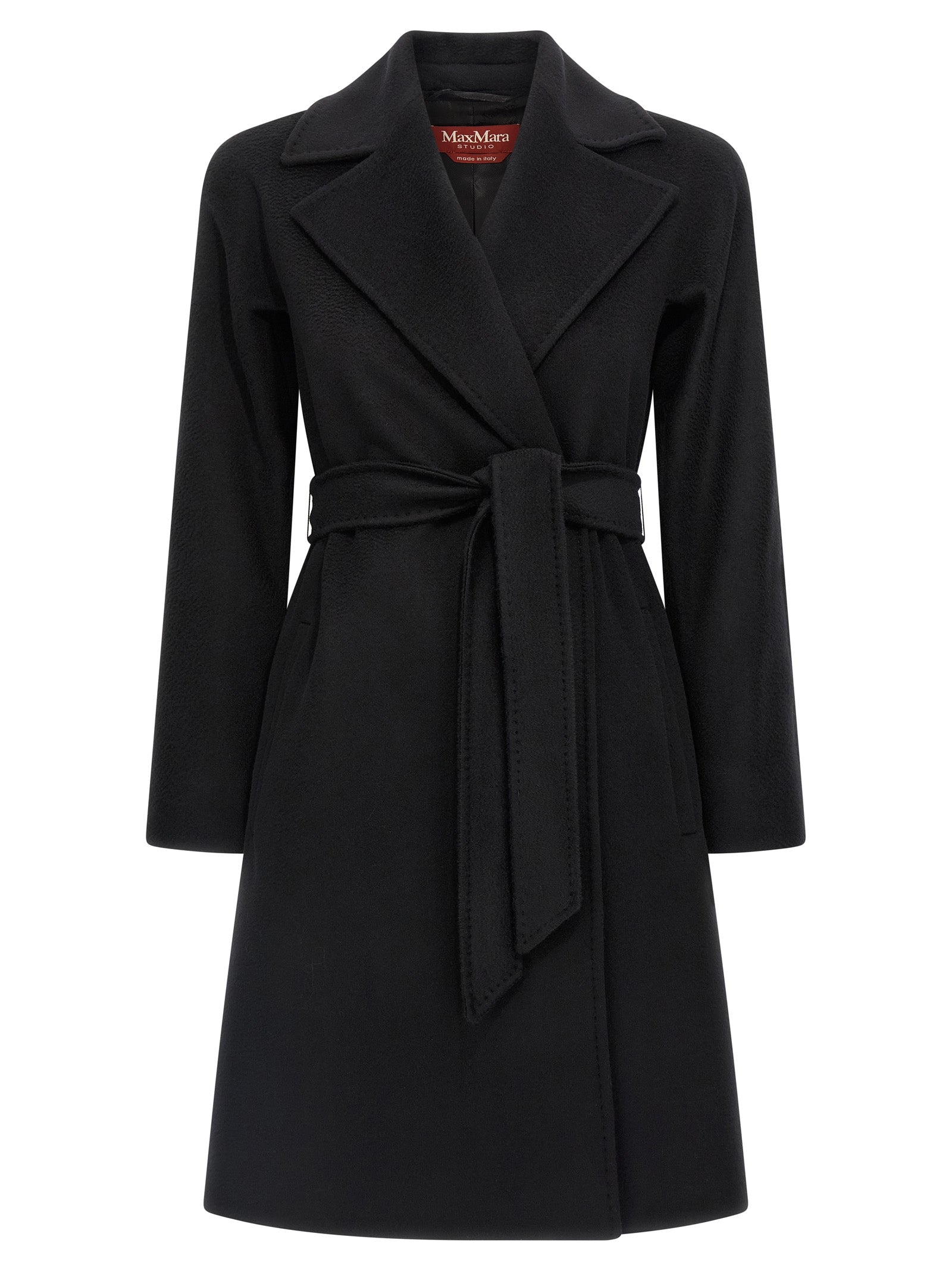 Max Mara Schwarzer Wollmantel aus reiner Schurwolle