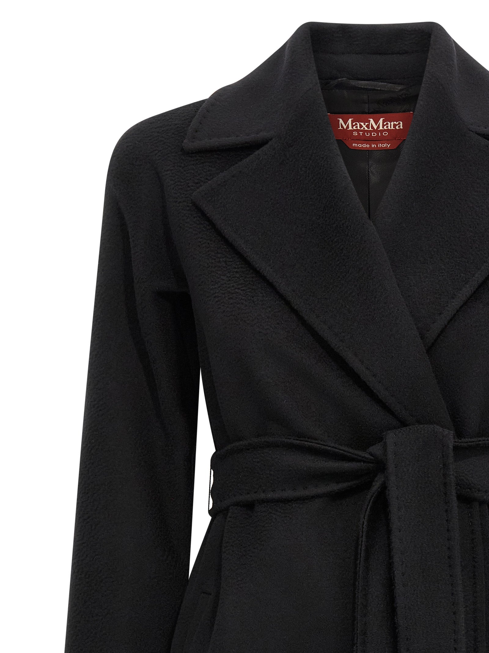 Max Mara Schwarzer Wollmantel aus reiner Schurwolle