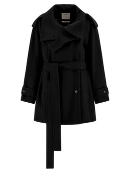 Sportmax Schwarzer Wollmantel aus reiner Schurwolle