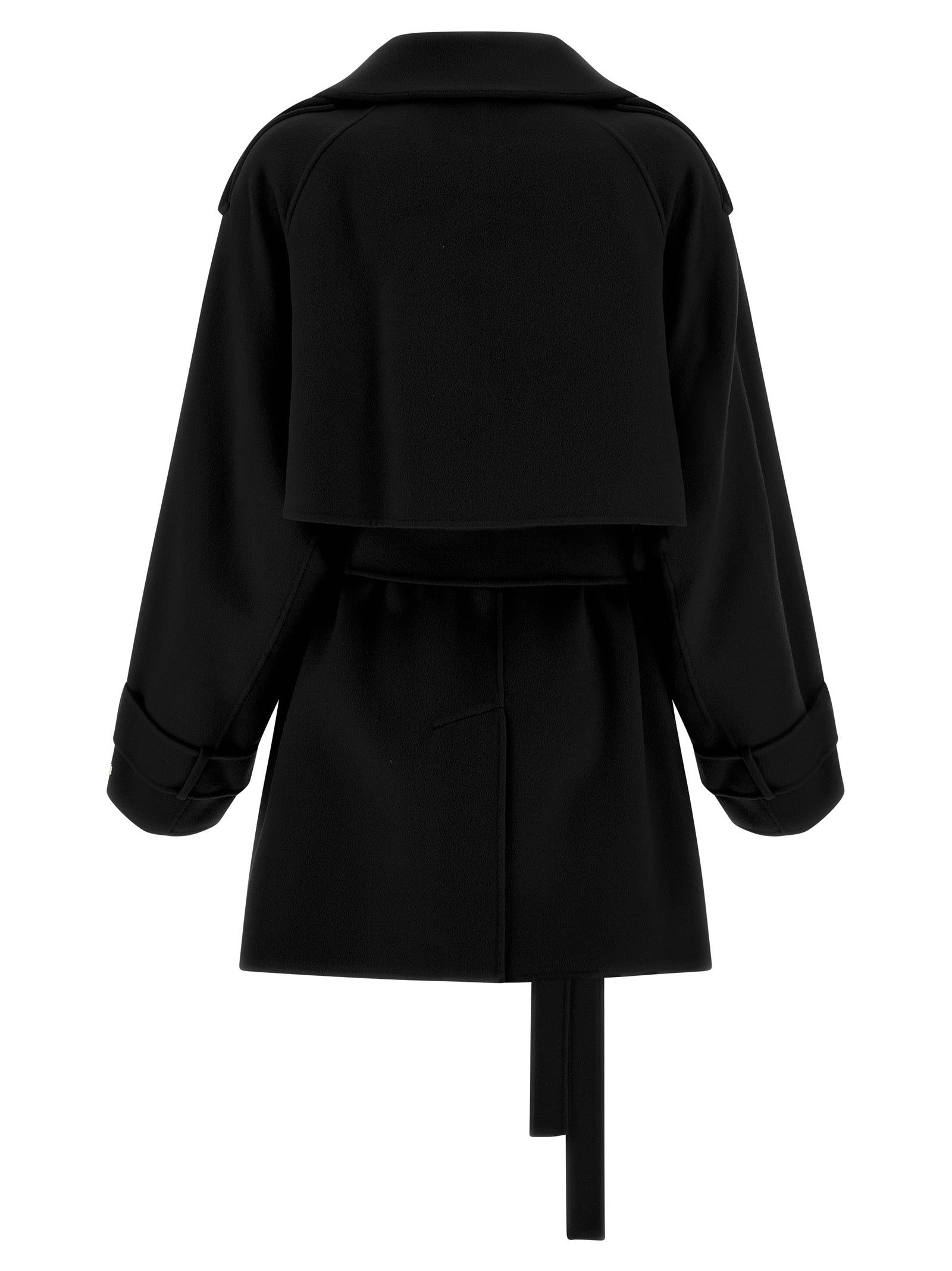 Sportmax Schwarzer Wollmantel aus reiner Schurwolle