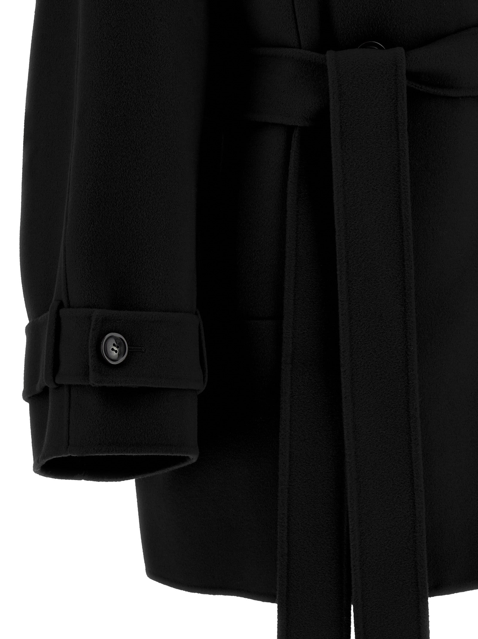 Sportmax Schwarzer Wollmantel aus reiner Schurwolle
