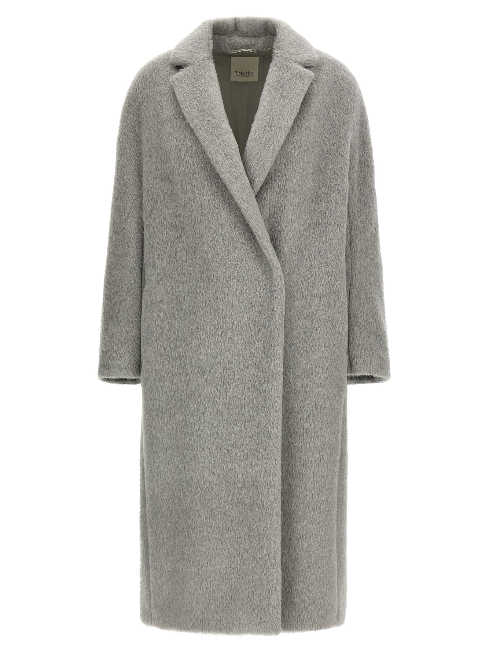 'S Max Mara Grauer Mantel aus Alpaka und Leder
