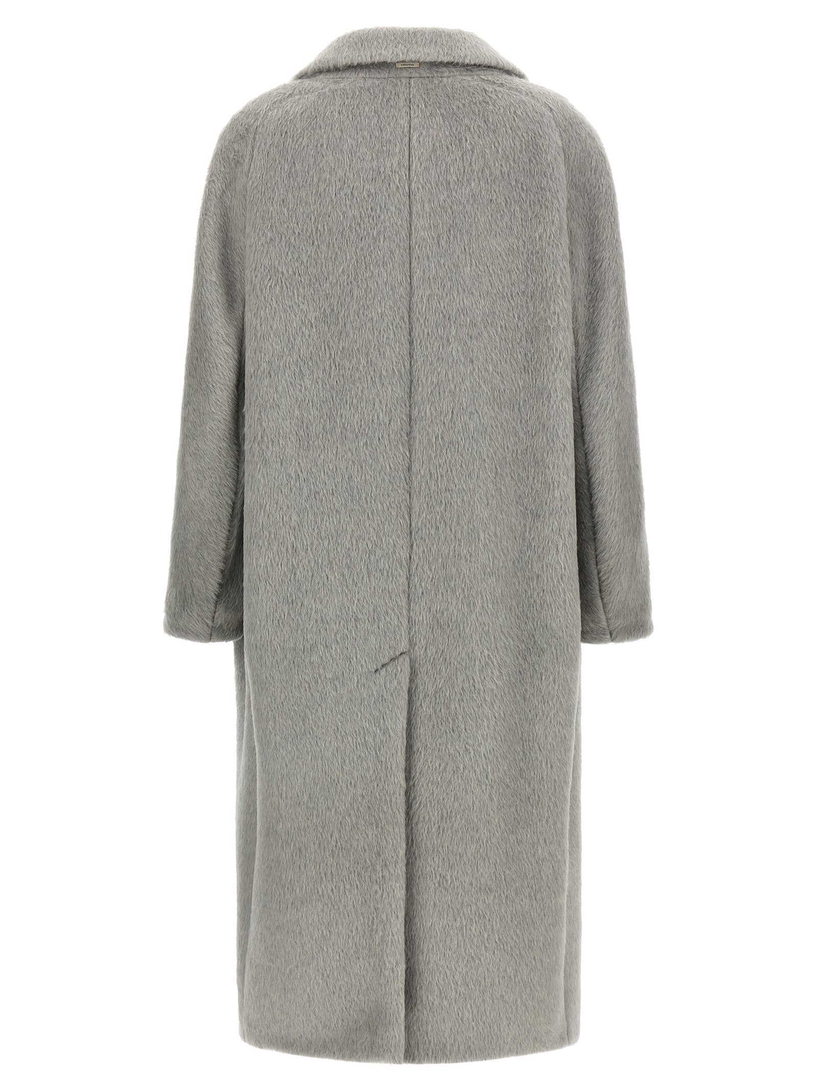 'S Max Mara Grauer Mantel aus Alpaka und Leder