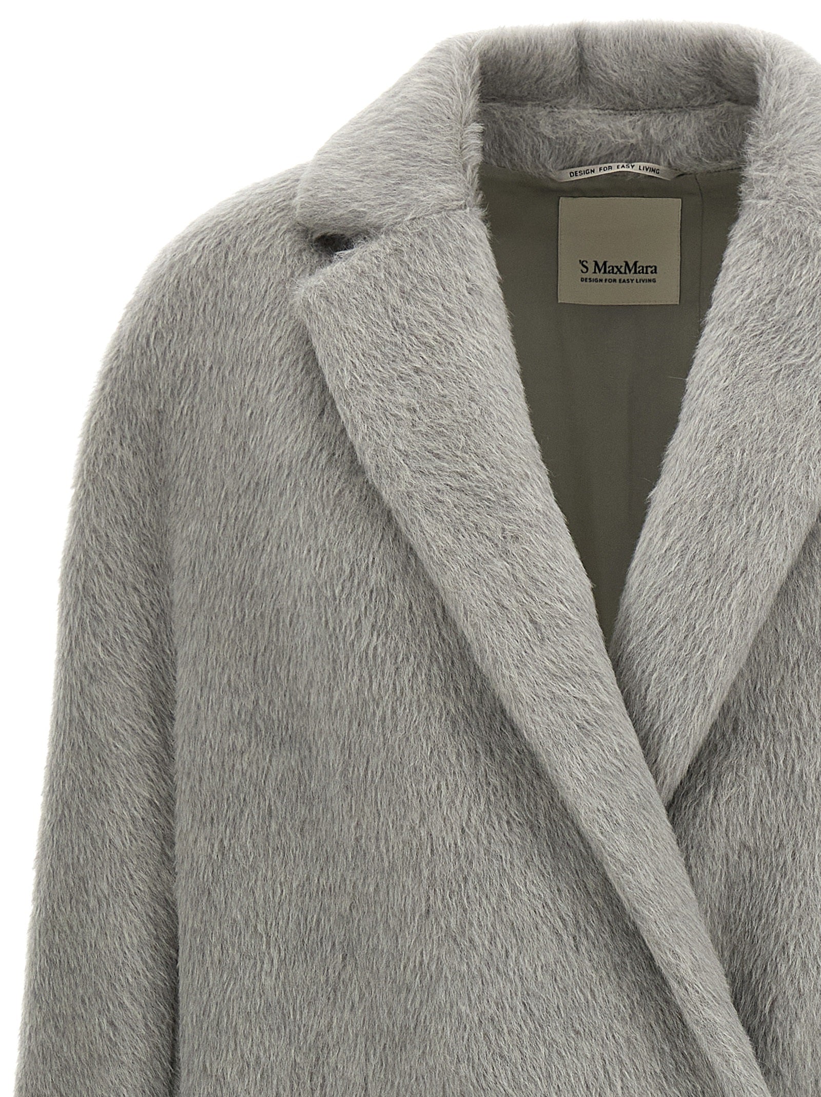 'S Max Mara Grauer Mantel aus Alpaka und Leder
