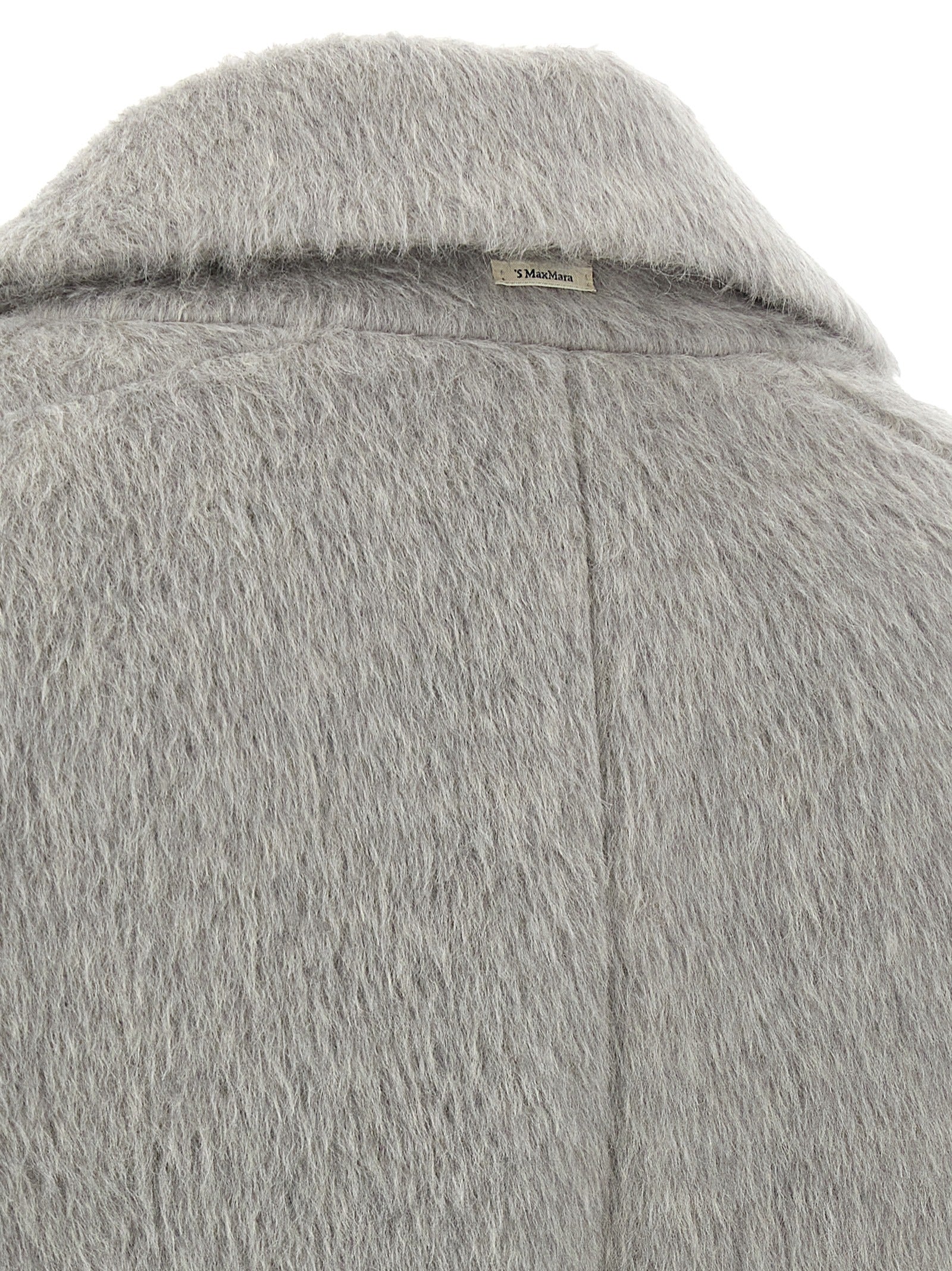 'S Max Mara Grauer Mantel aus Alpaka und Leder