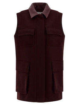 Max Mara Ärmellose Jacke aus bordeauxroter Schurwolle