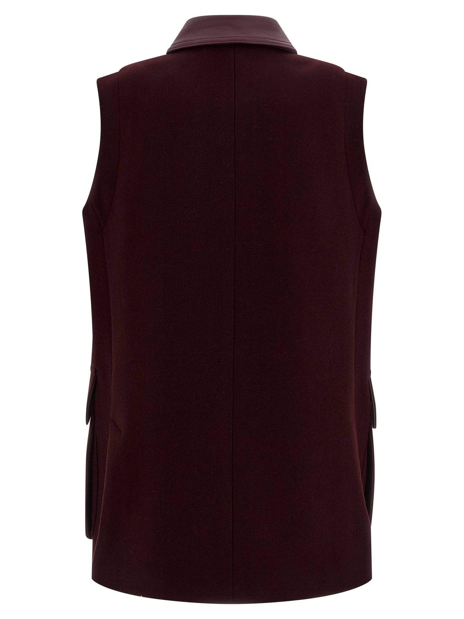 Max Mara Ärmellose Jacke aus bordeauxroter Schurwolle