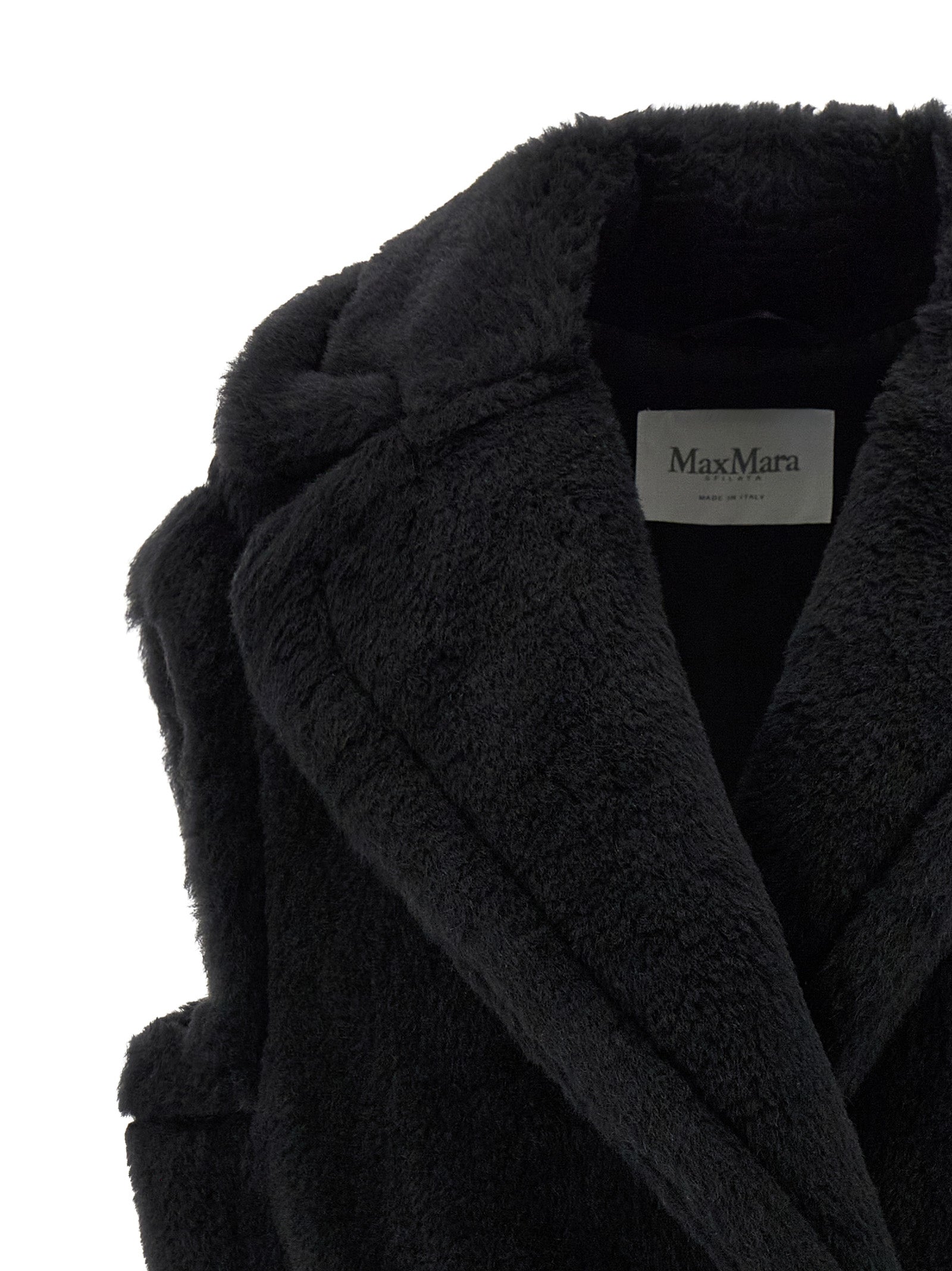 Max Mara Ärmellose Jacke aus schwarzem Alpaka und Leder