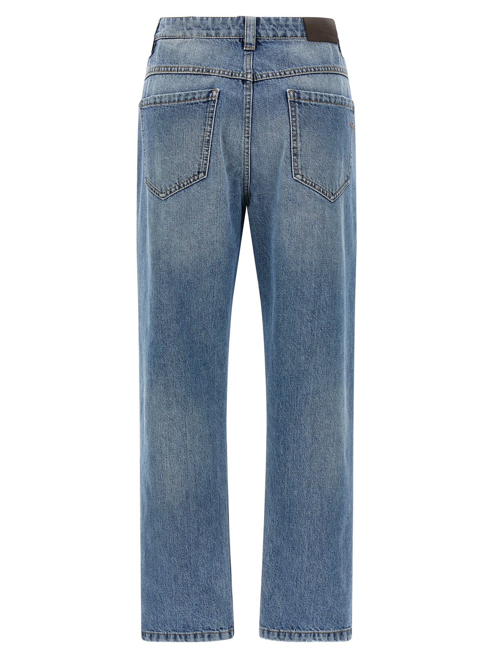 Brunello Cucinelli Blaue Jeans aus Baumwolle im geraden Schnitt