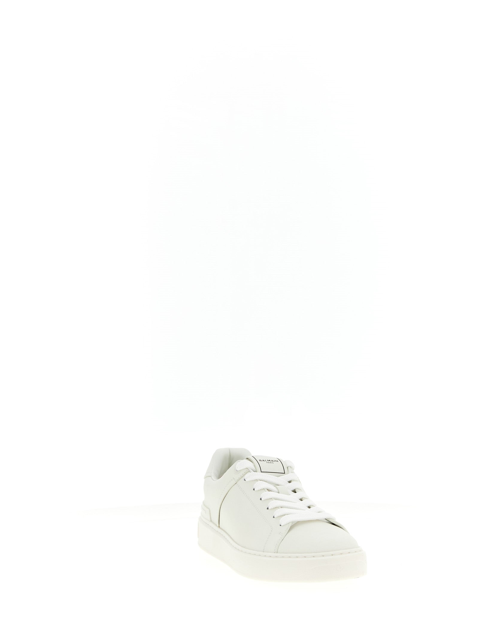 Balmain Weiße Kalbsleder Low-Top-Sneaker
