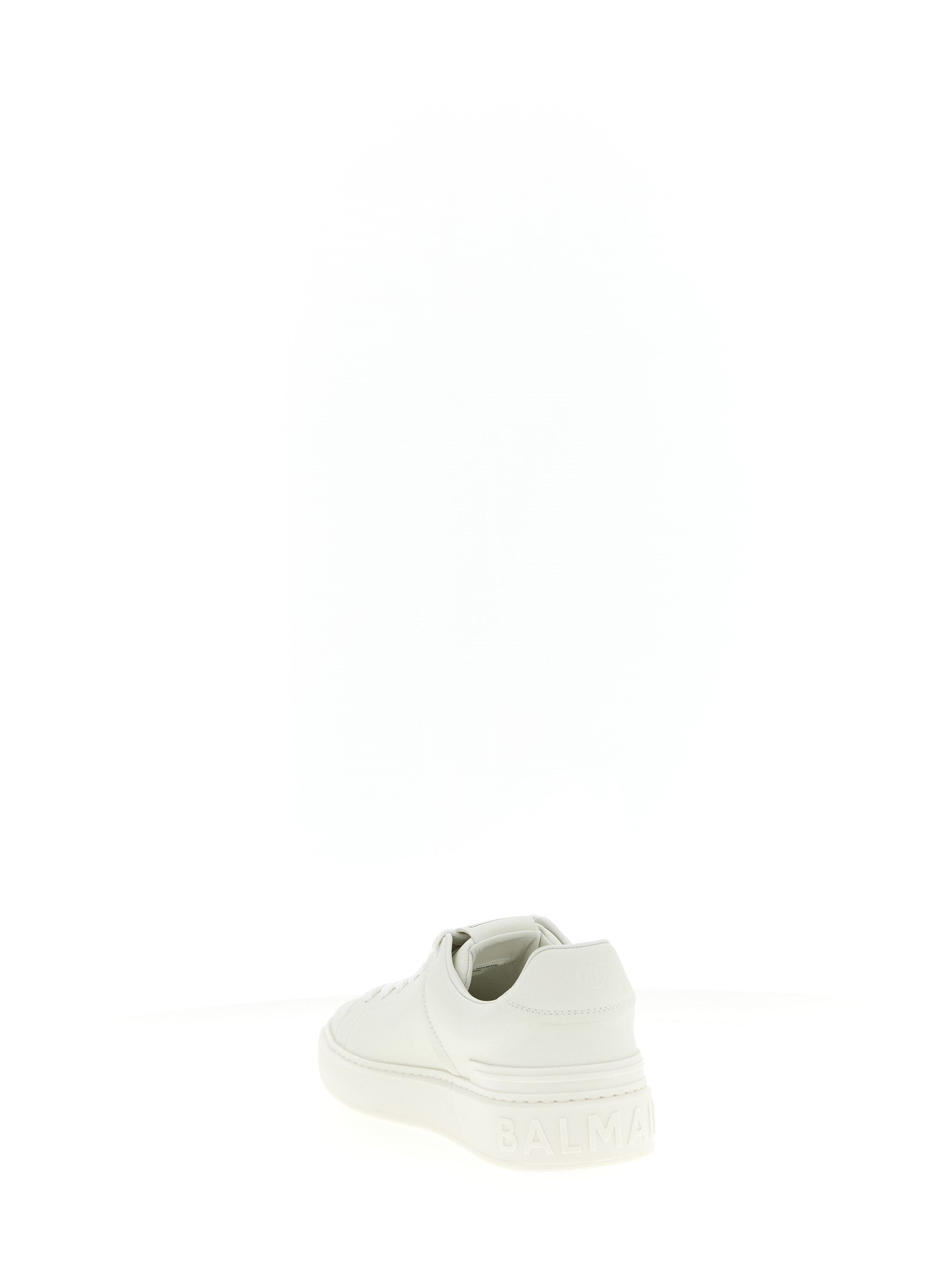 Balmain Weiße Kalbsleder Low-Top-Sneaker