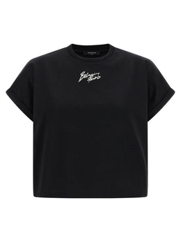 Balmain Schwarzes Baumwoll-T-Shirt