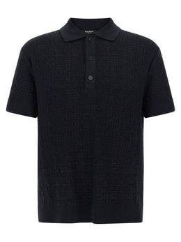 Balmain Blaues Woll-Poloshirt