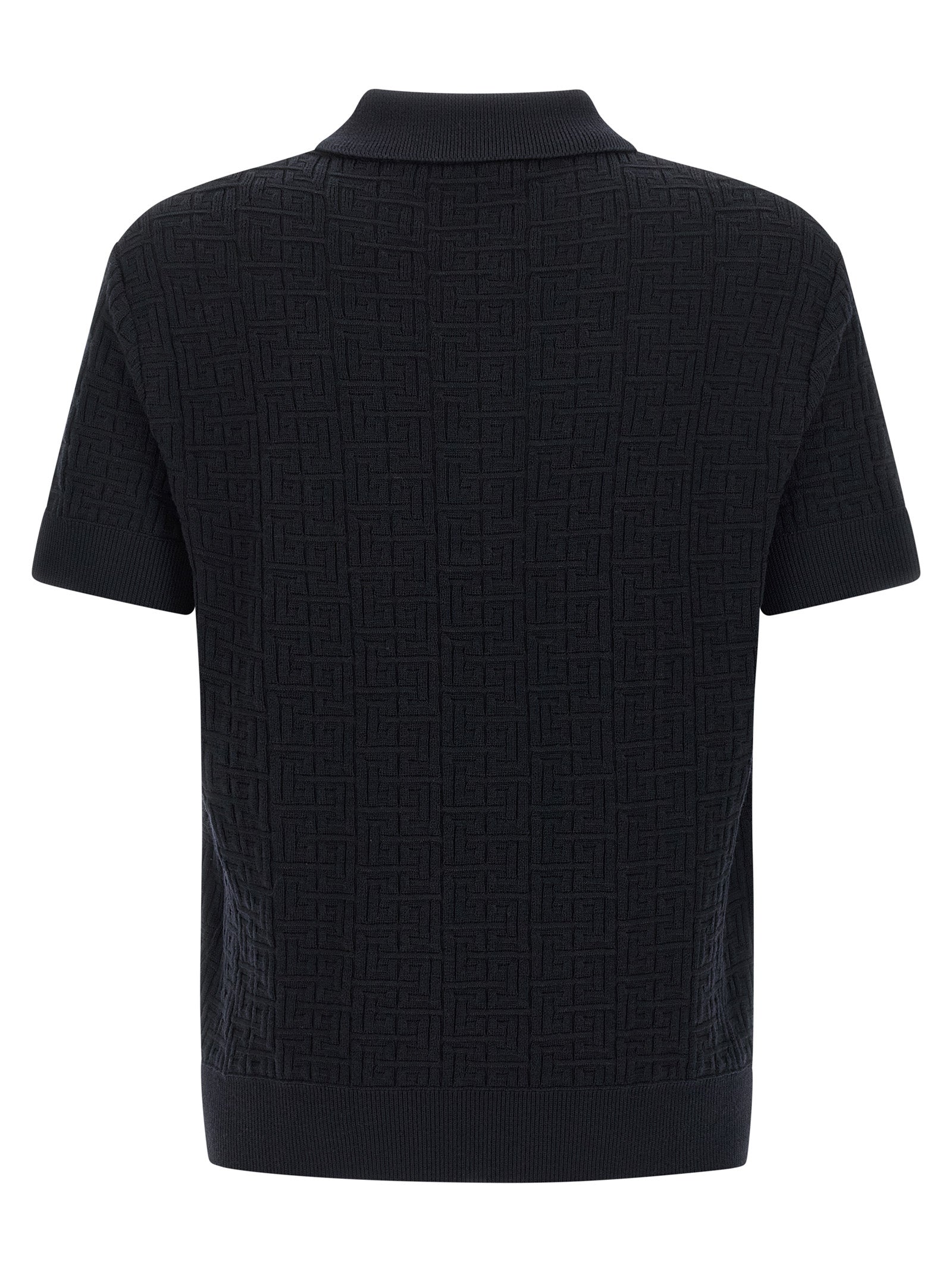 Balmain Blaues Woll-Poloshirt