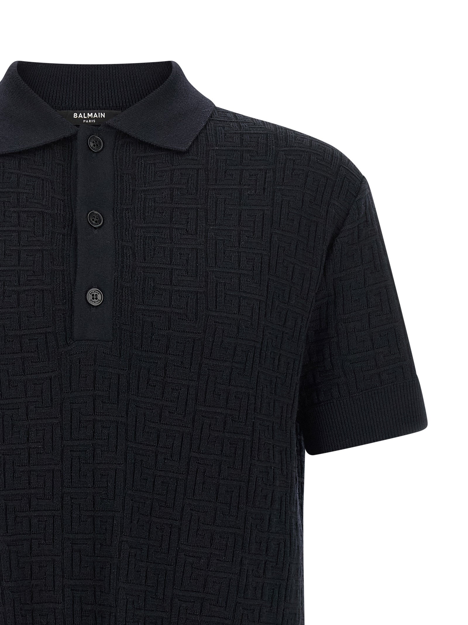 Balmain Blaues Woll-Poloshirt