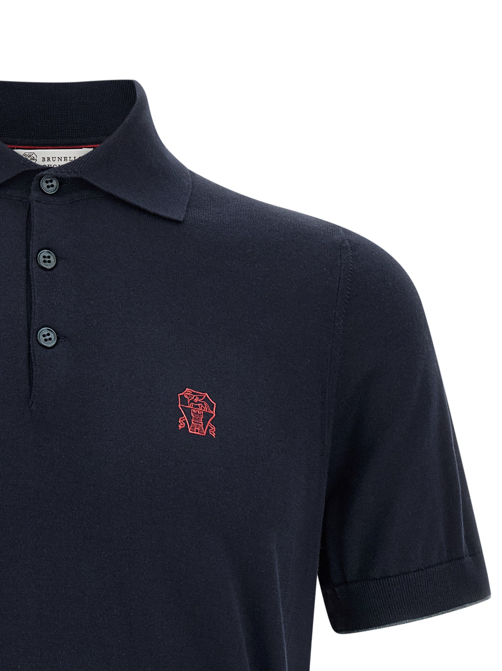 Brunello Cucinelli Blaues Baumwoll-Polohemd