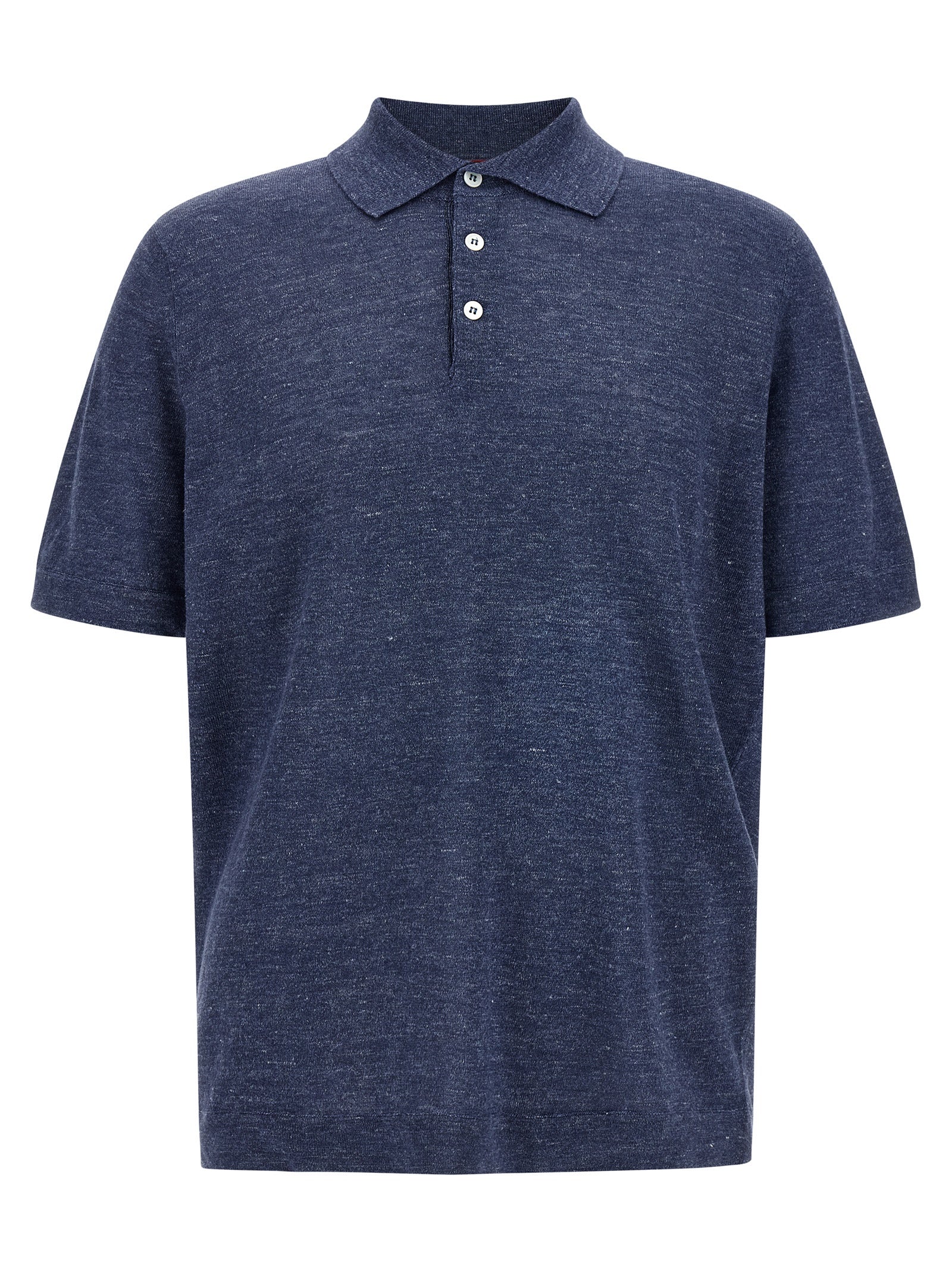 Brunello Cucinelli Blaues Poloshirt aus Leinen