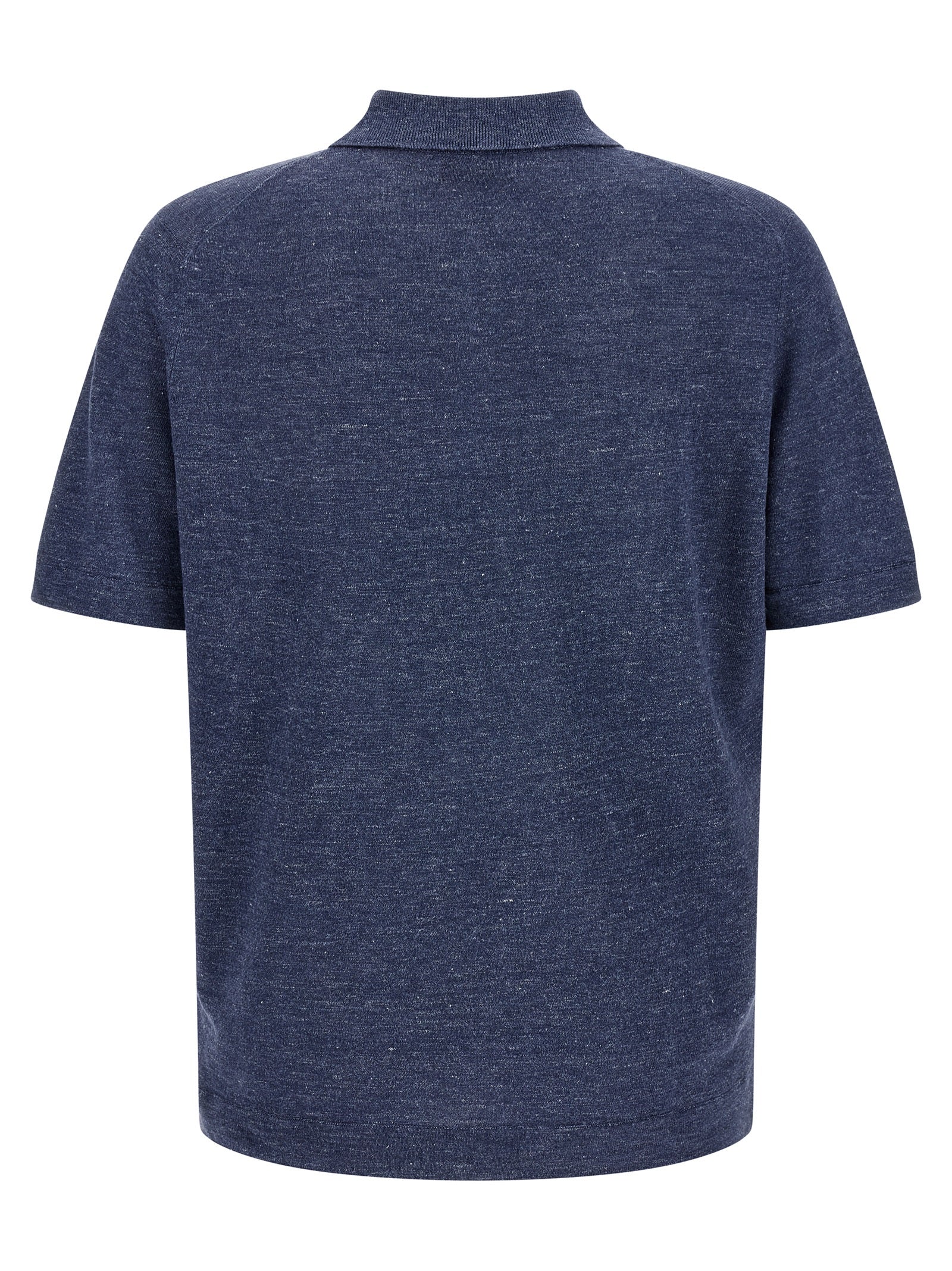 Brunello Cucinelli Blaues Poloshirt aus Leinen