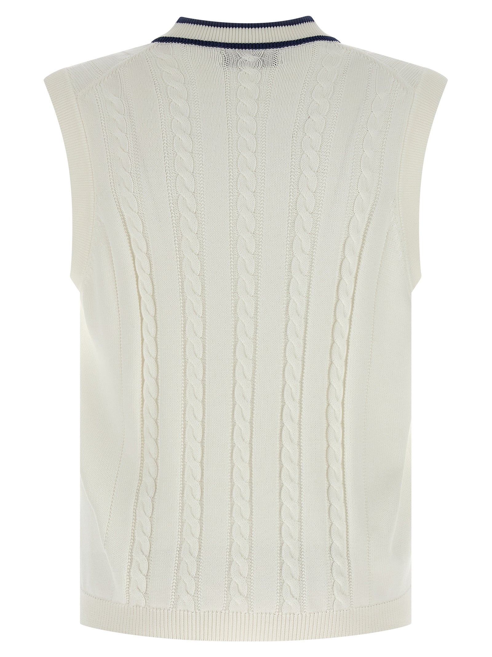 Brunello Cucinelli Ärmelloser Pullover aus weißer Baumwolle
