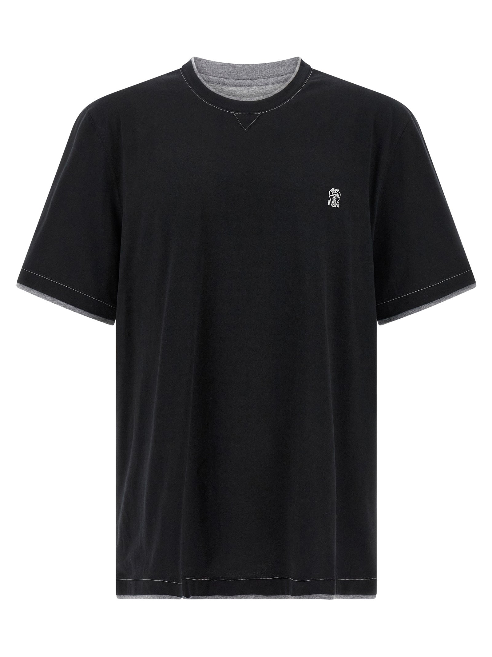Brunello Cucinelli Schwarzes Baumwoll-T-Shirt