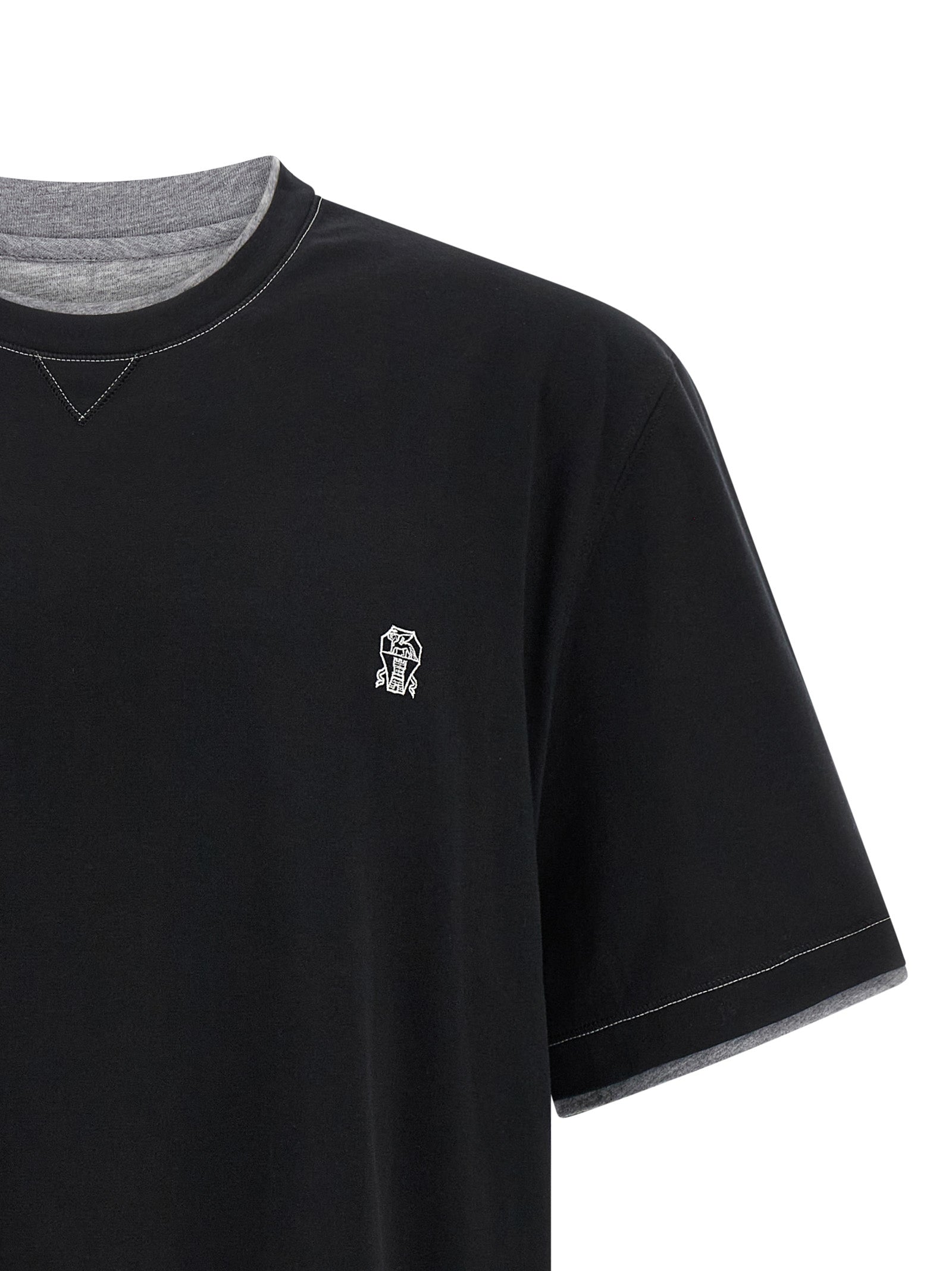 Brunello Cucinelli Schwarzes Baumwoll-T-Shirt