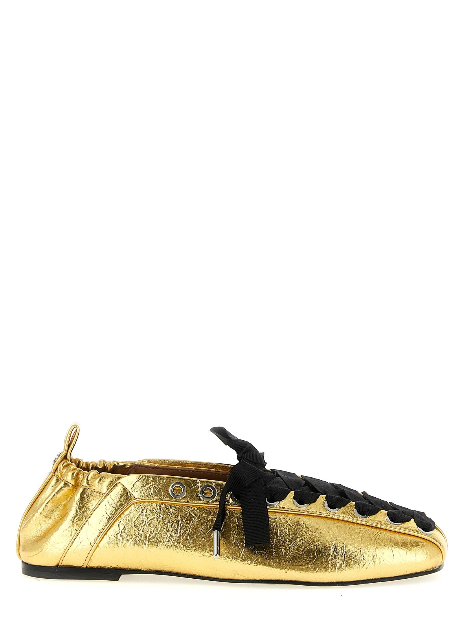 Ganni Goldfarbene Ballerinas aus Polyethylen