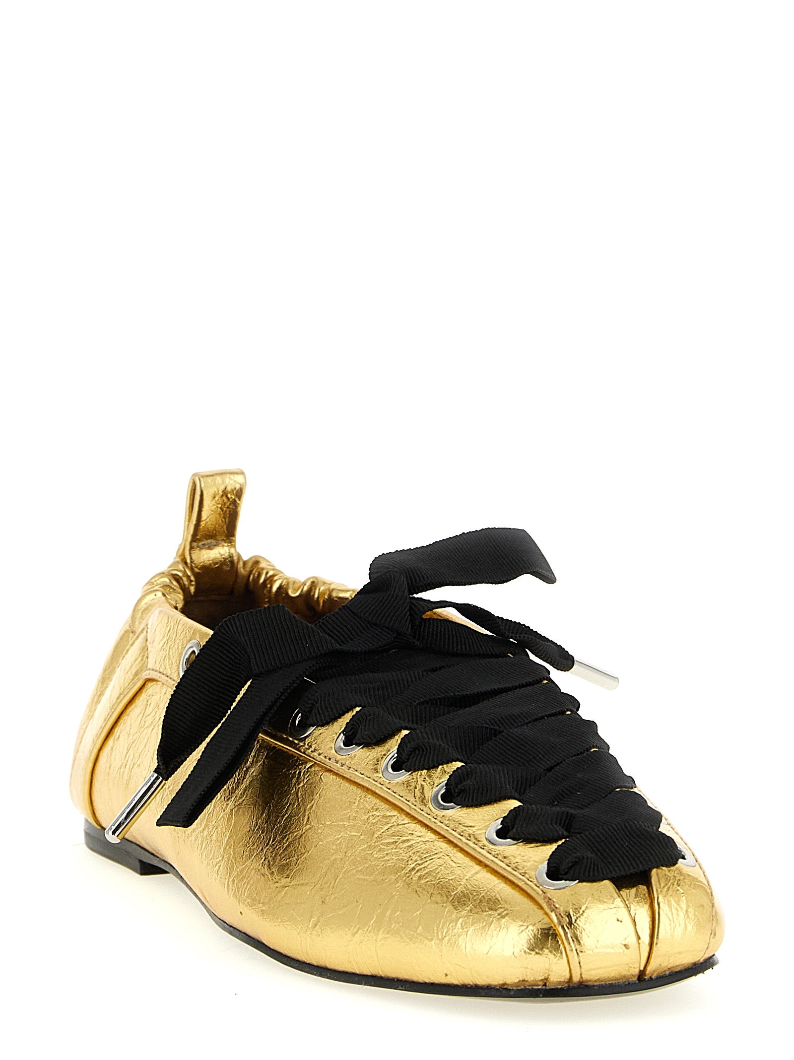 Ganni Goldfarbene Ballerinas aus Polyethylen