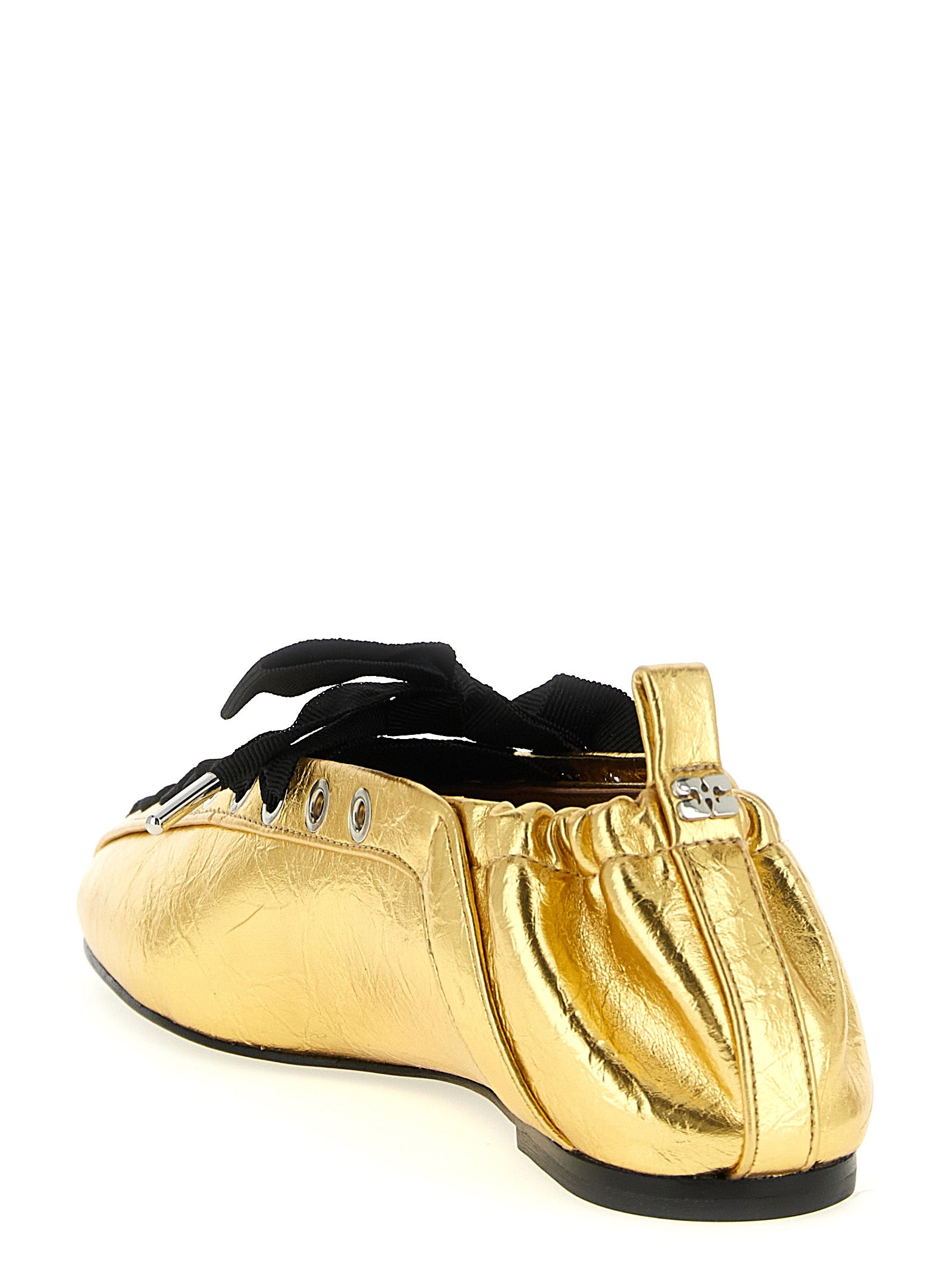 Ganni Goldfarbene Ballerinas aus Polyethylen