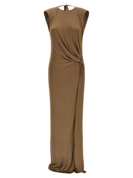 Elisabetta Franchi Beigefarbenes Viskose-Maxikleid