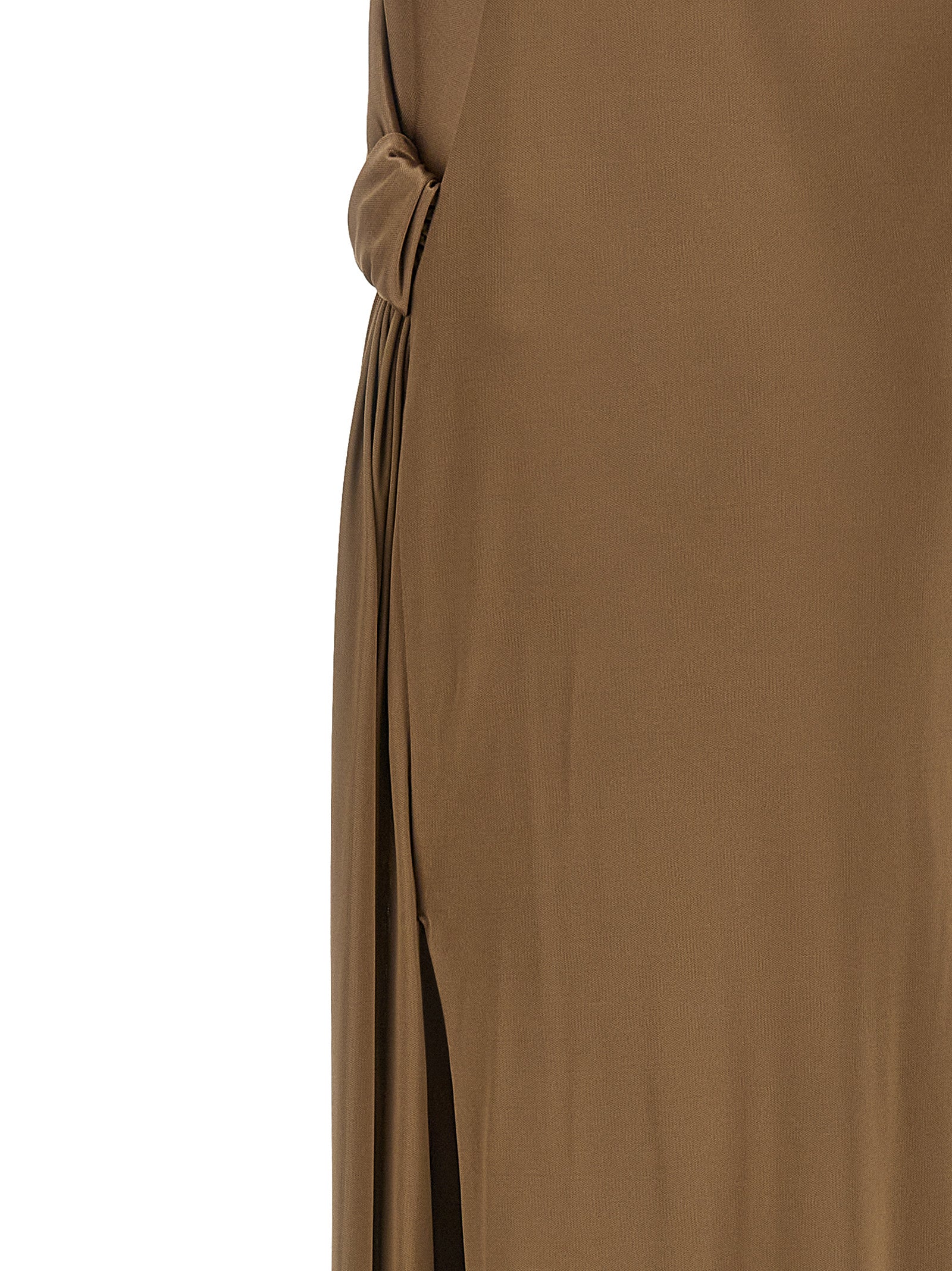 Elisabetta Franchi Beigefarbenes Viskose-Maxikleid