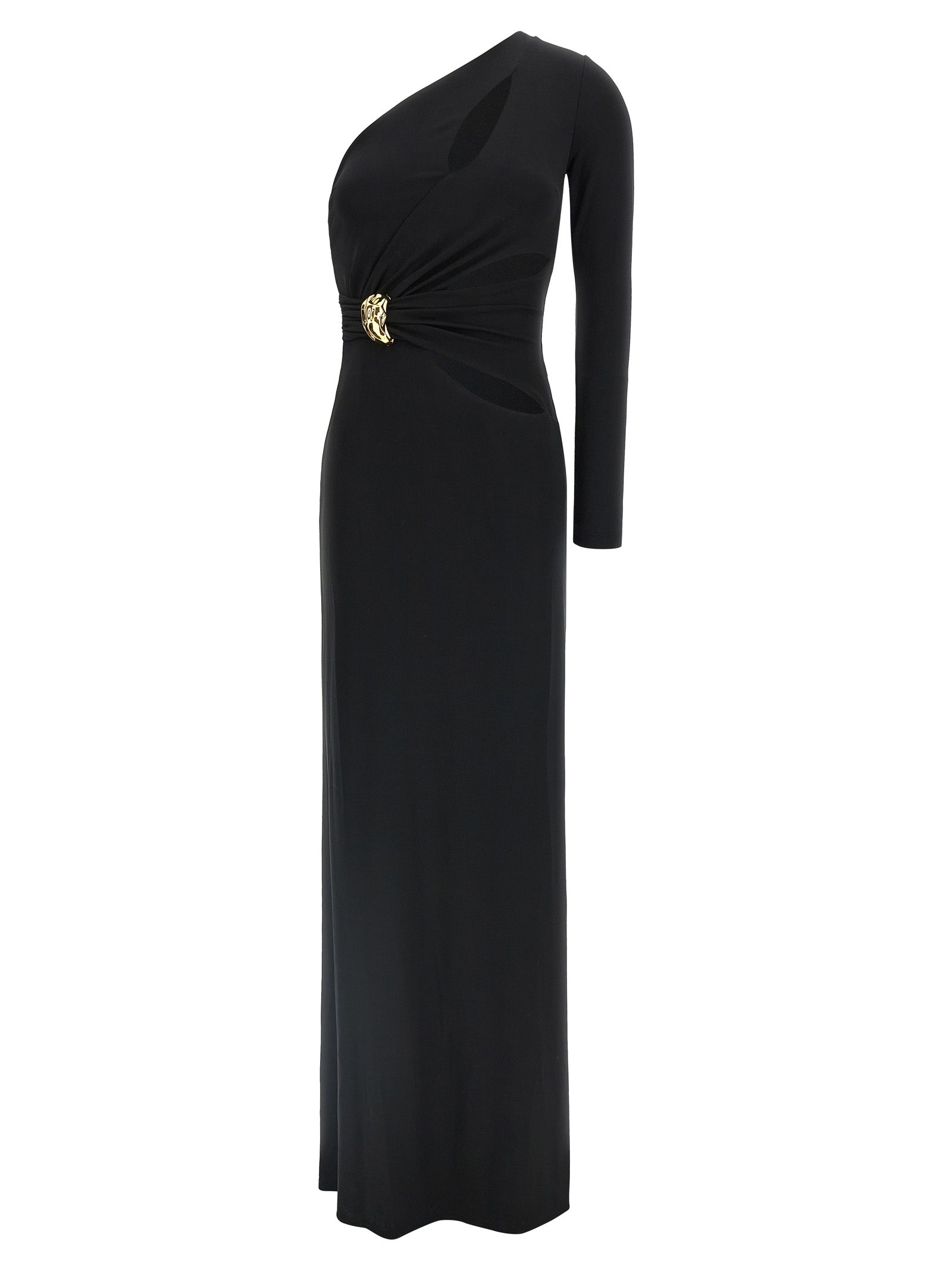 Elisabetta Franchi Schwarzes Viskose-Maxikleid