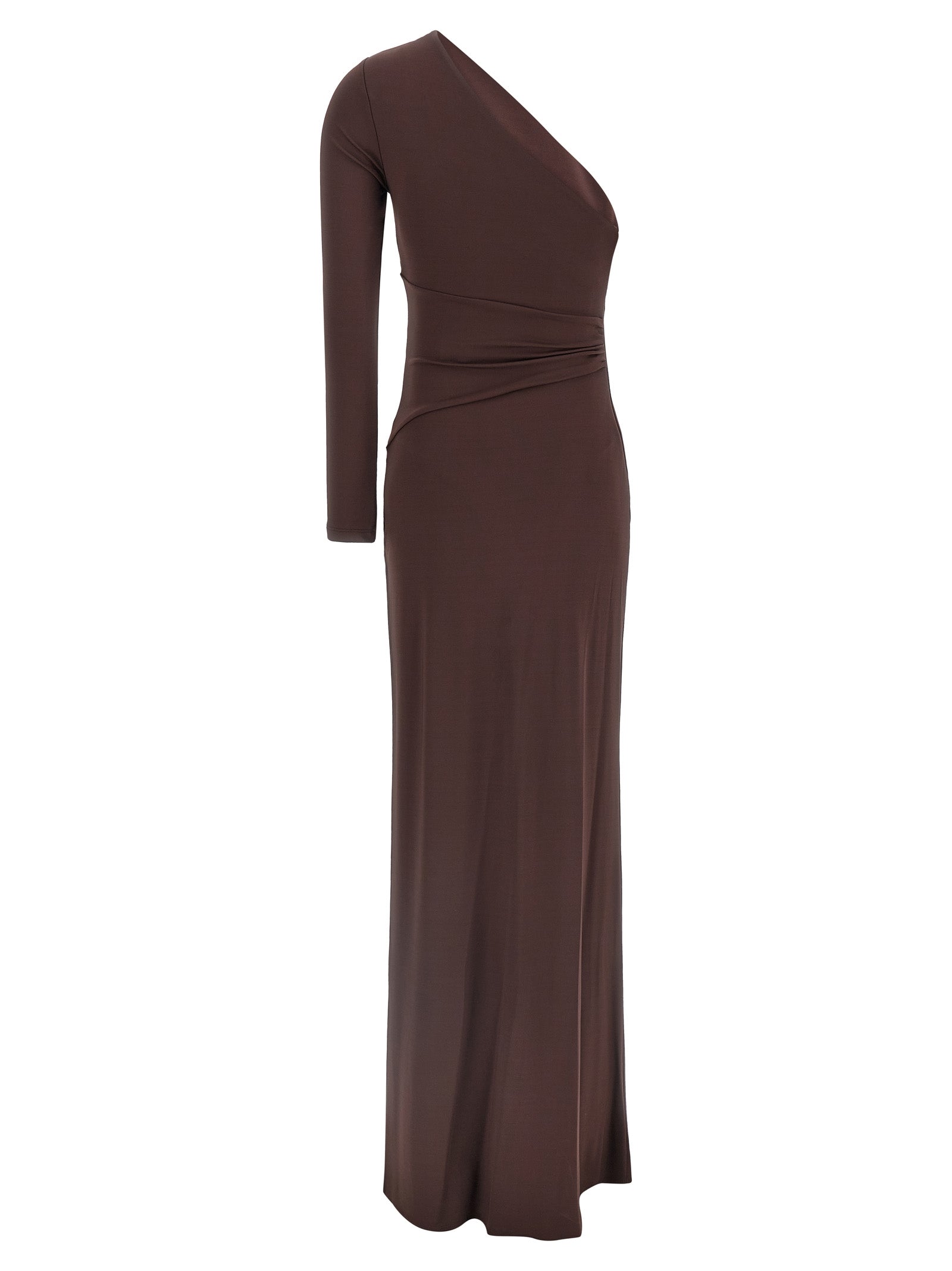 Elisabetta Franchi Braunes Viskose-Maxikleid