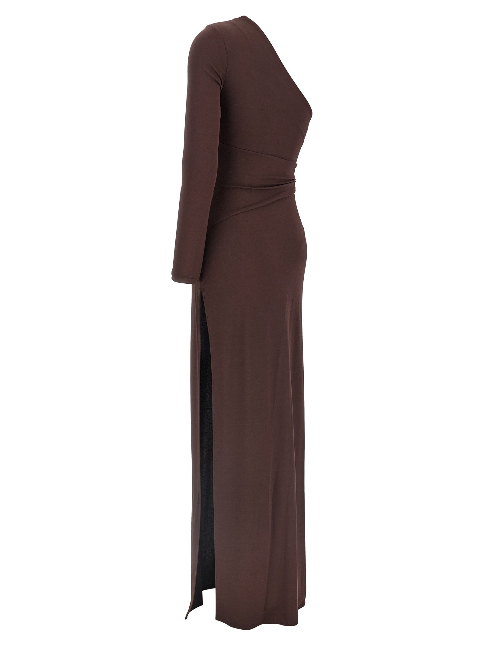 Elisabetta Franchi Braunes Viskose-Maxikleid
