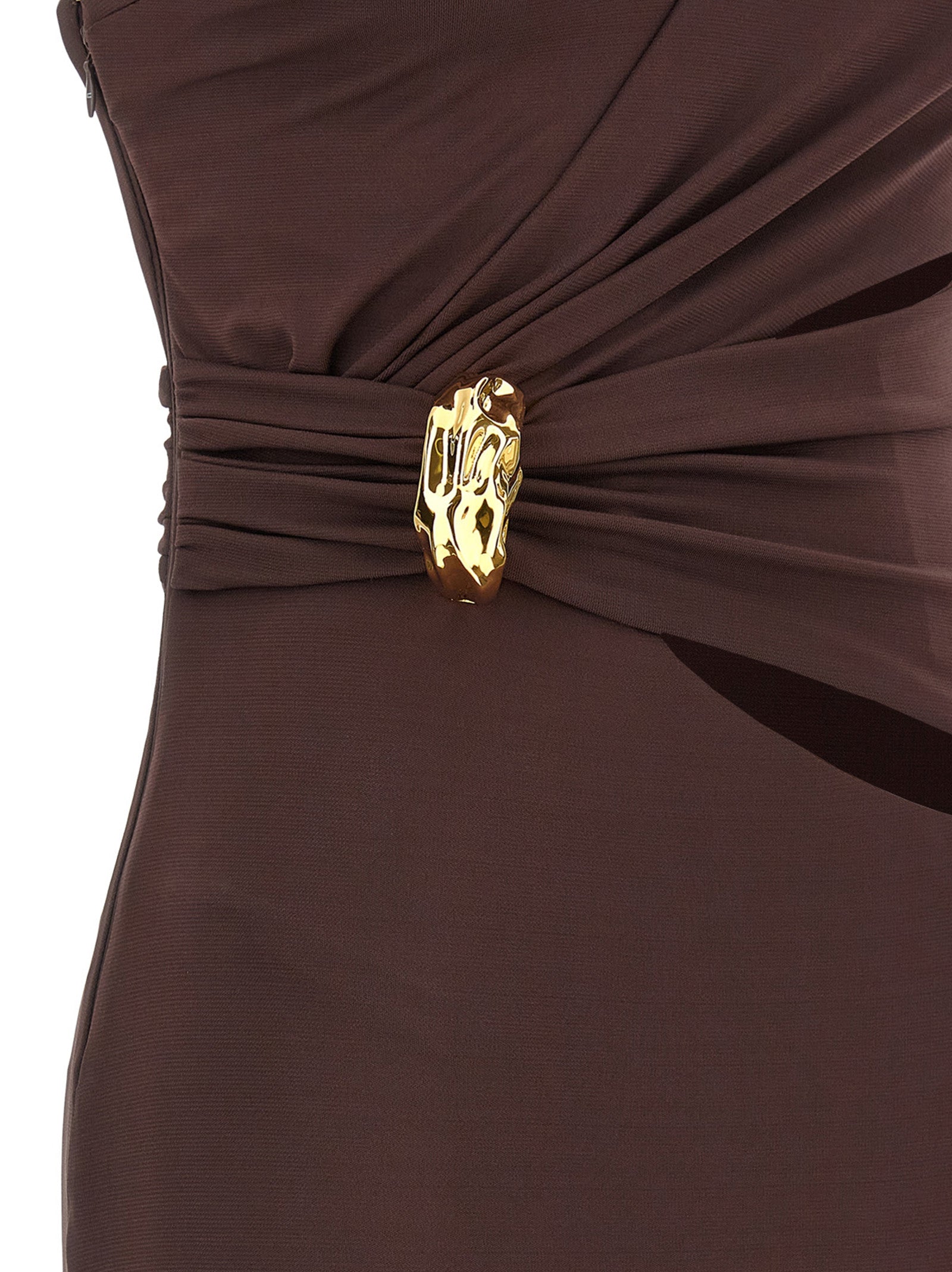 Elisabetta Franchi Braunes Viskose-Maxikleid