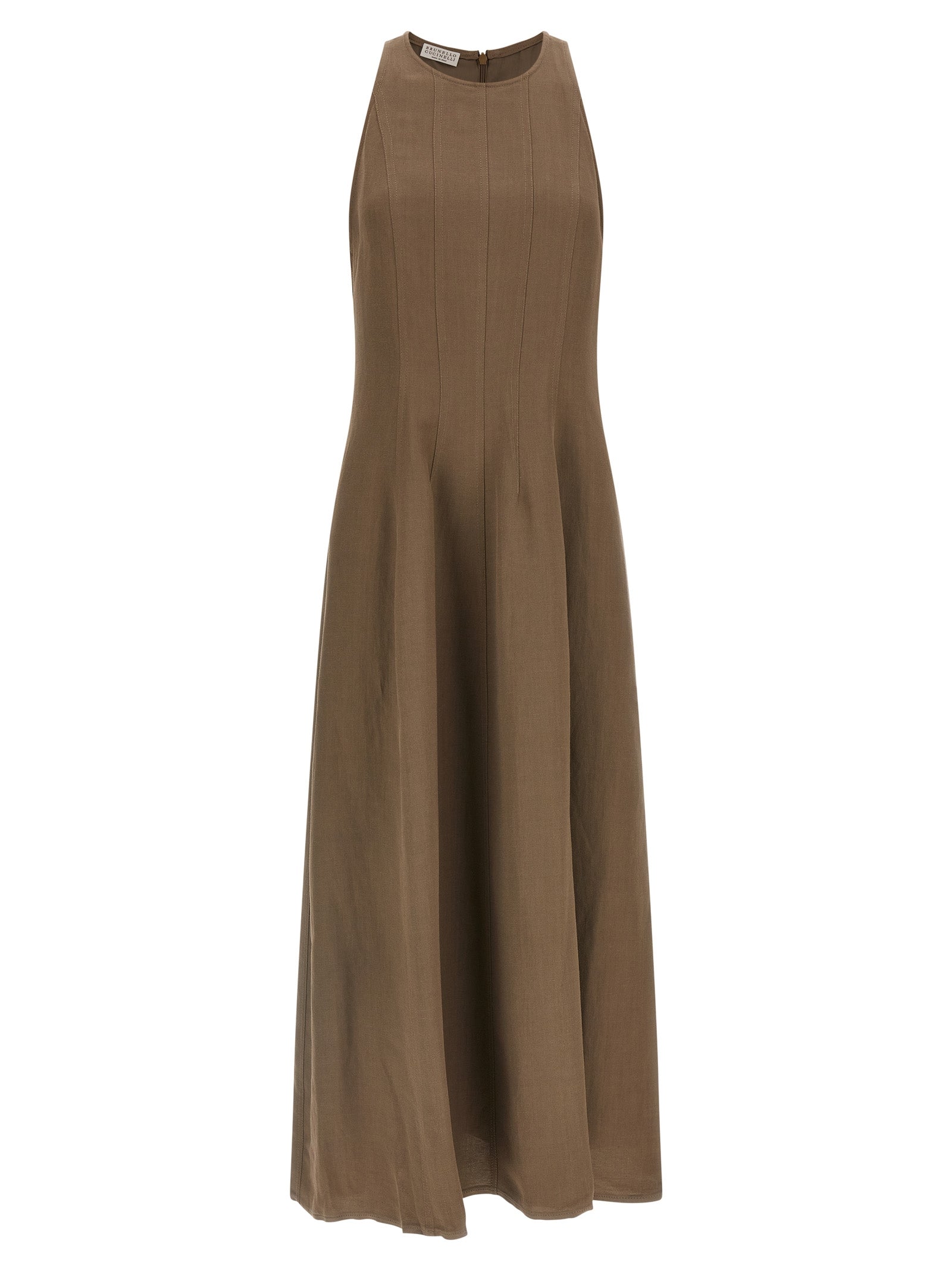 Brunello Cucinelli Braunes Midikleid aus Viskose