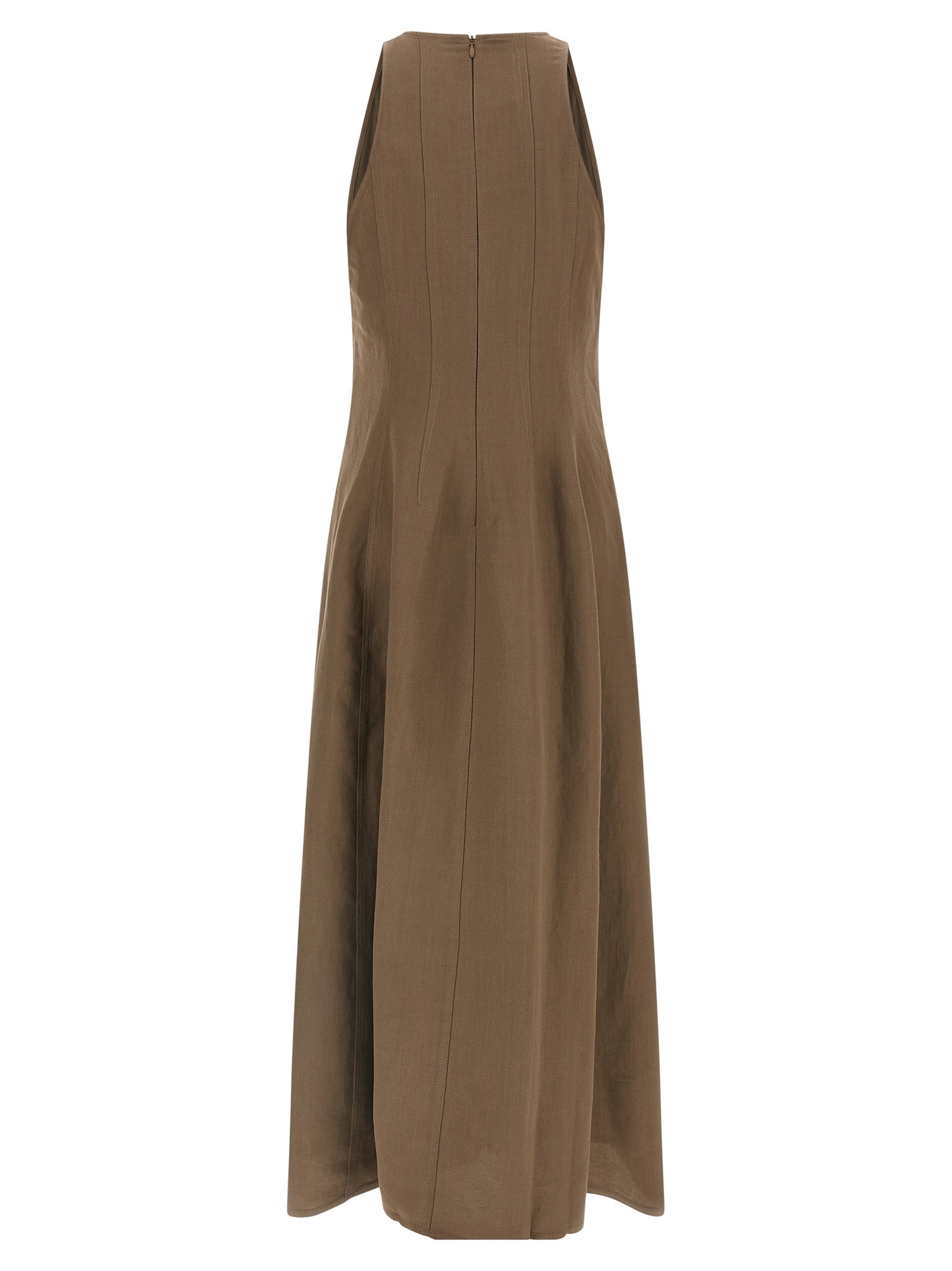 Brunello Cucinelli Braunes Midikleid aus Viskose