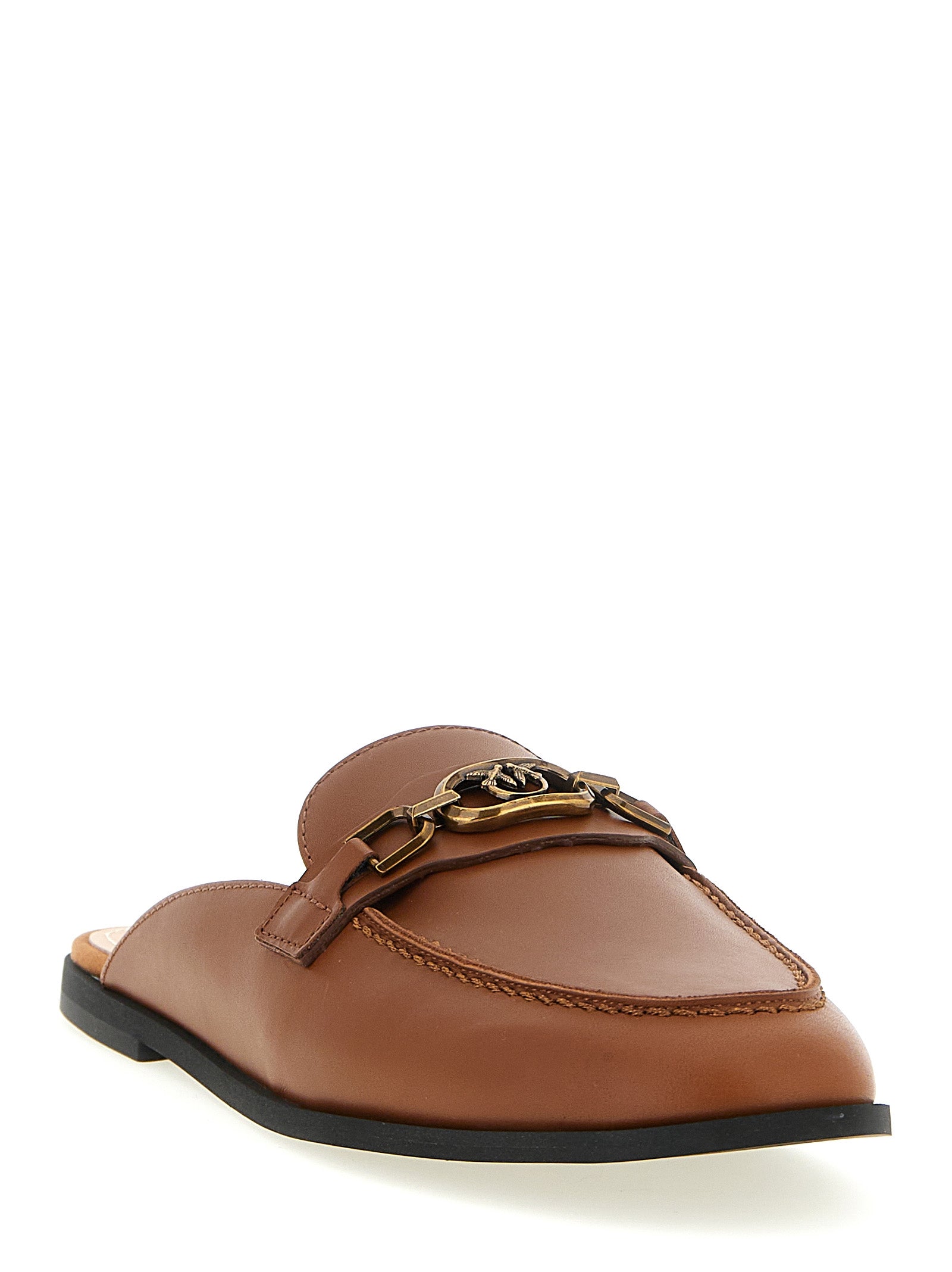 PINKO Braune Kalbsleder-Flats