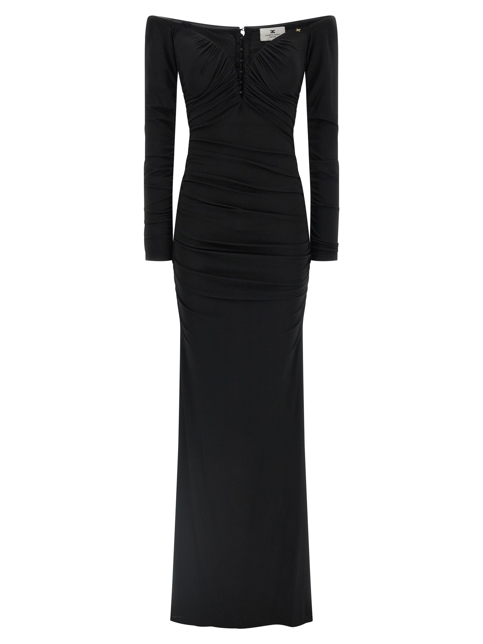 Elisabetta Franchi Schwarzes Viskose-Maxikleid