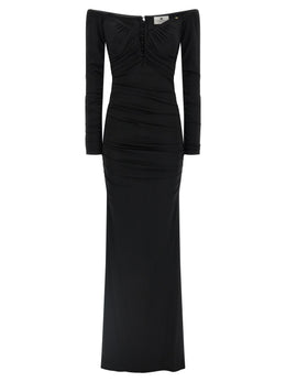 Elisabetta Franchi Schwarzes Viskose-Maxikleid