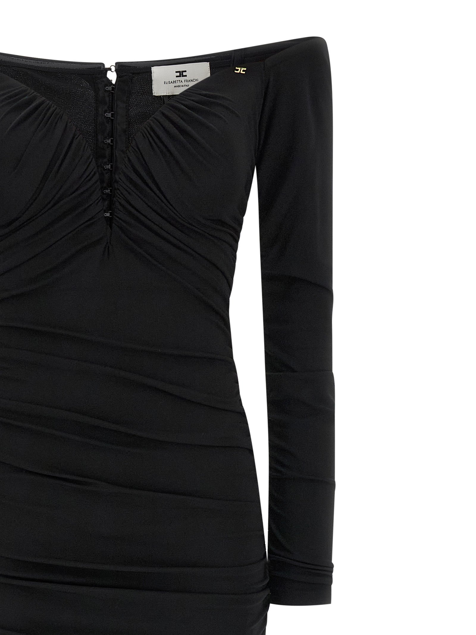 Elisabetta Franchi Schwarzes Viskose-Maxikleid