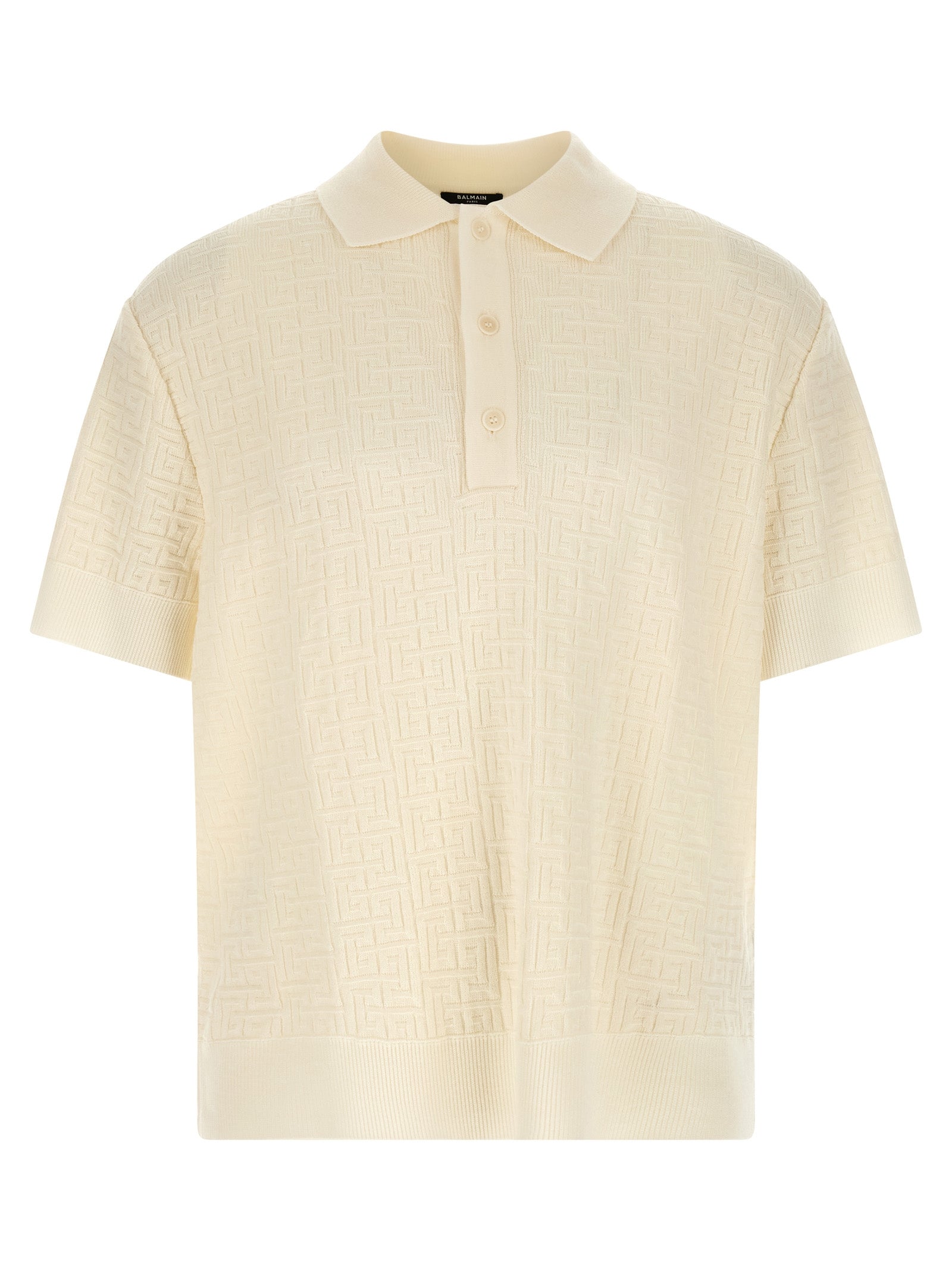 Balmain Weißes Woll-Poloshirt