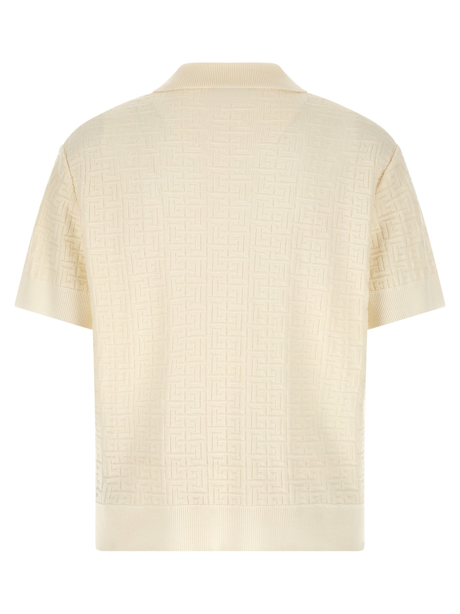 Balmain Weißes Woll-Poloshirt