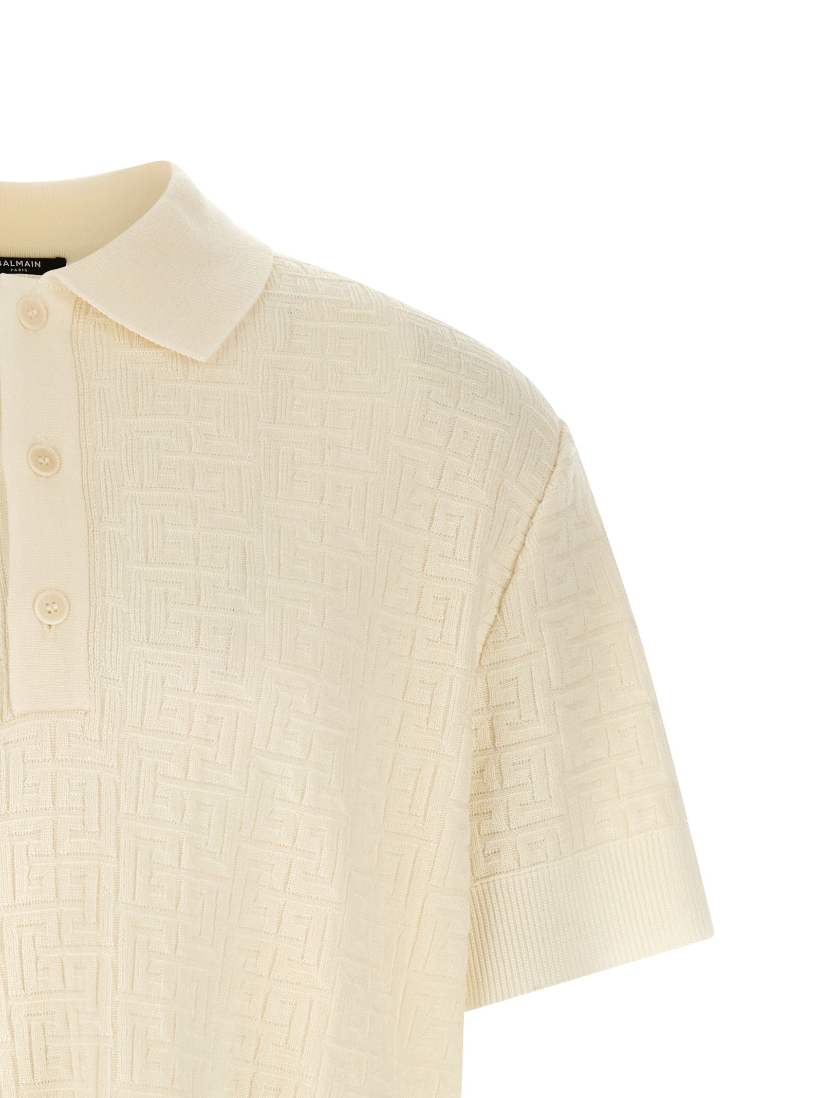 Balmain Weißes Woll-Poloshirt